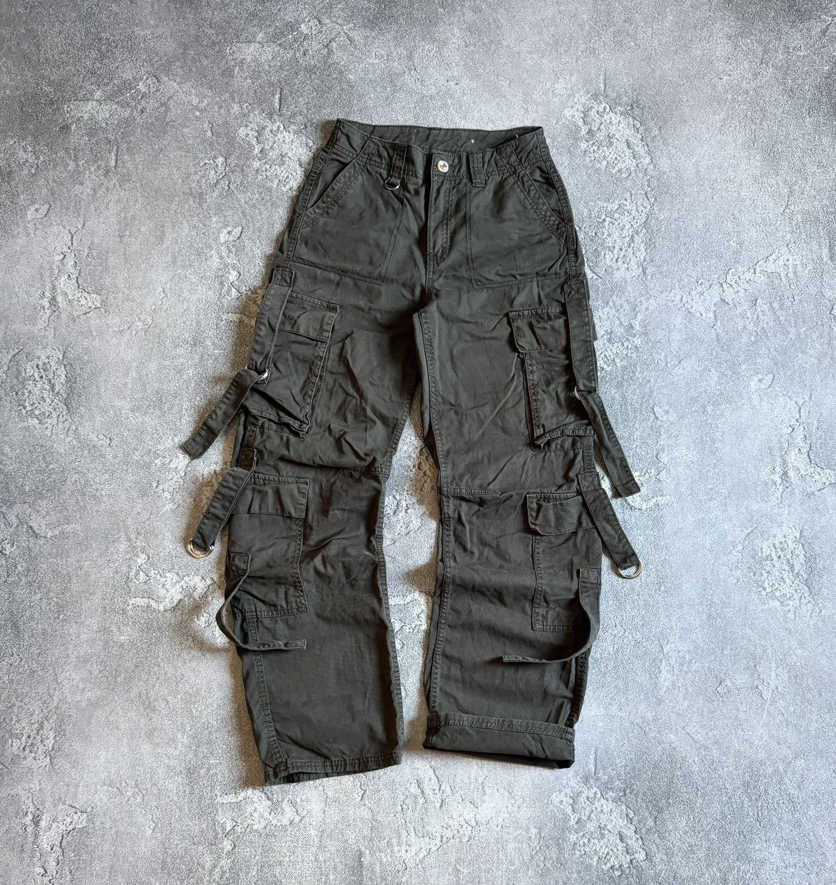 Retro vintage cargo Multipocket bondage cargo pants trouser