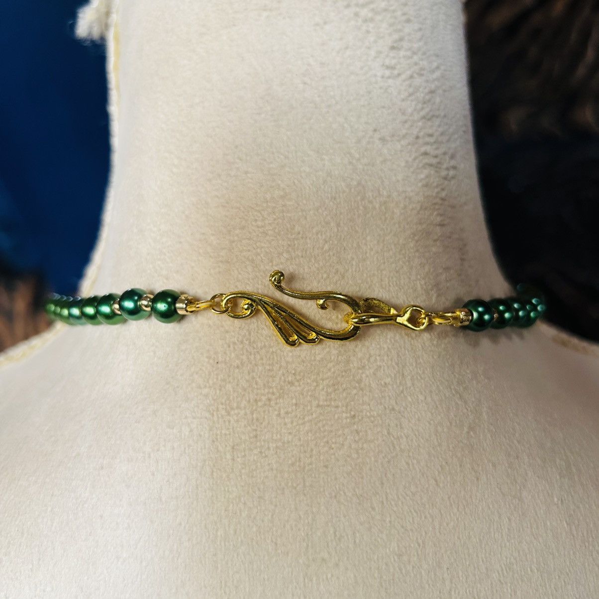 Handmade Handcrafted elegant emerald Czech glass pearl necklace Size ONE SIZE - 4 Thumbnail