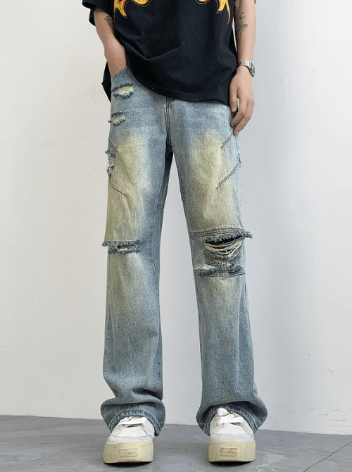 Japanese Brand American high street trendy ripped cleanfit jeans for men Size US 32 / EU 48 - 2 Thumbnail