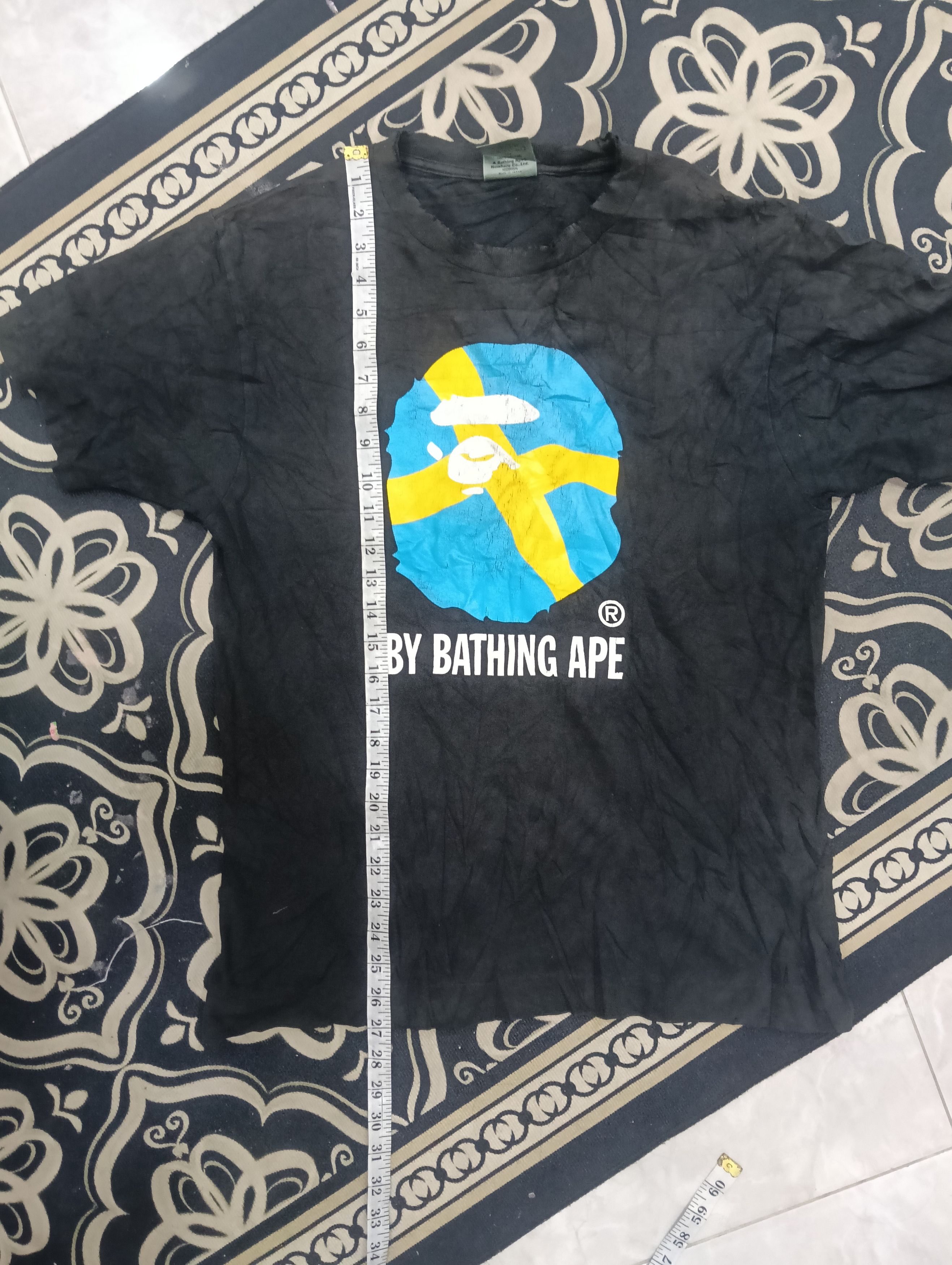 Bape Sick Thrashed Bape Swedish Flag Big Logo Tee Size US M / EU 48-50 / 2 - 15 Thumbnail