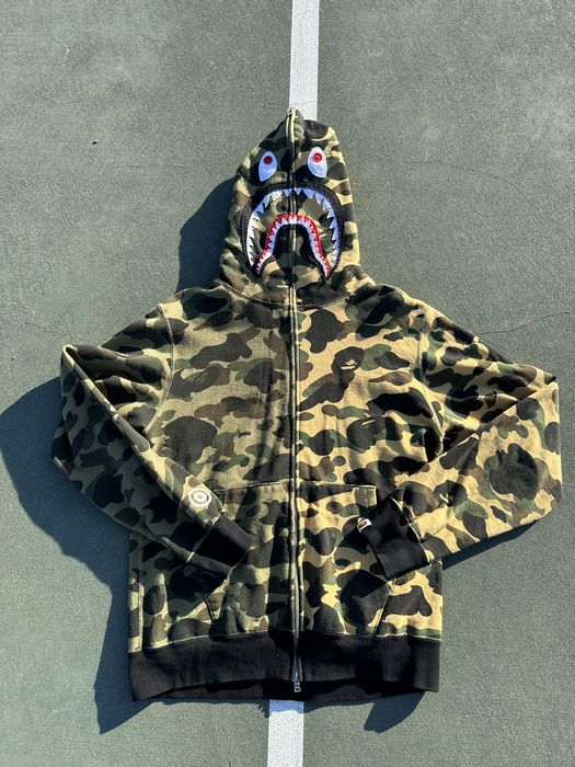 Bape 1st Camo Half Shark Full Zip Hoodie | Grailed