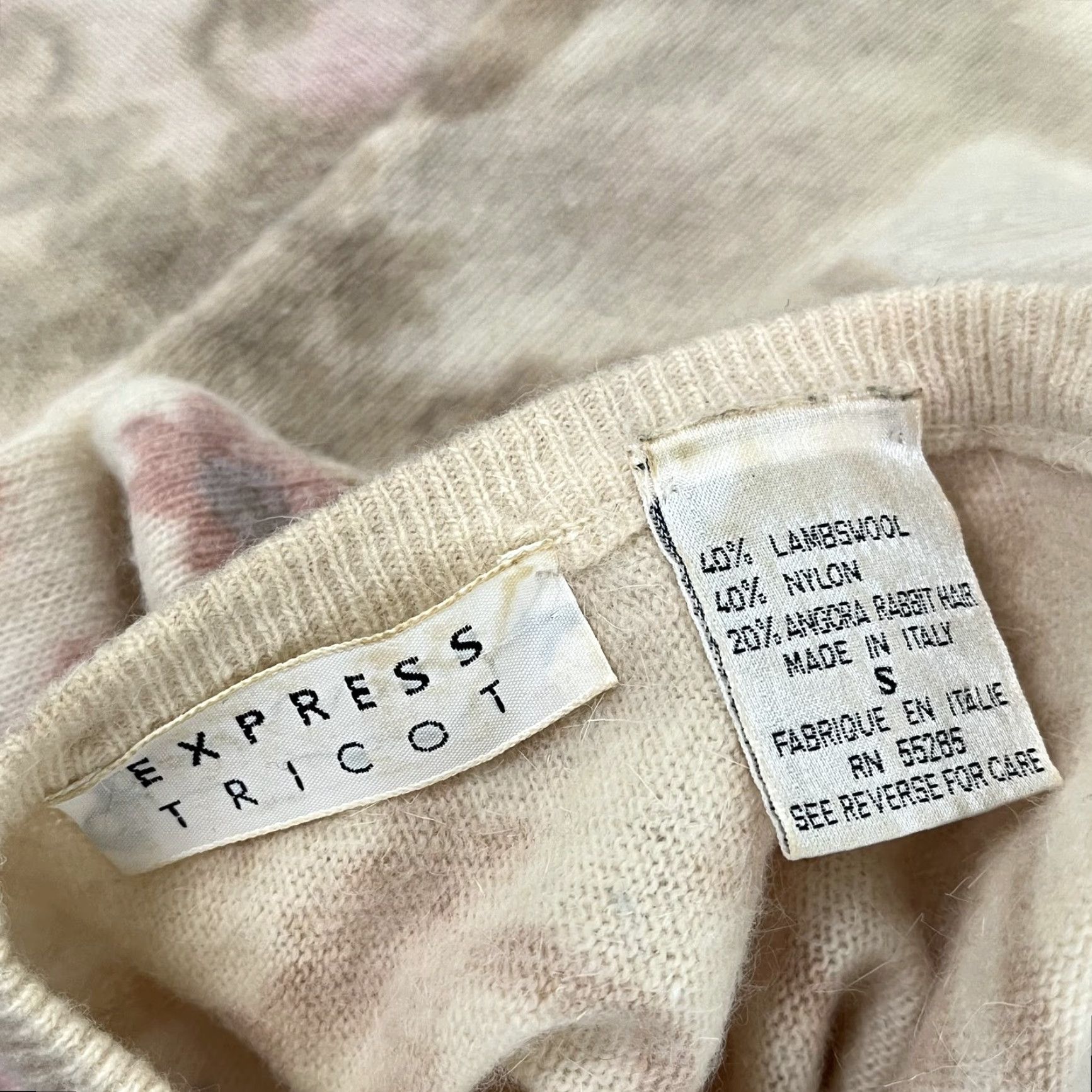 Express VINTAGE EXPRESS Sweater Women's Small Floral Knit Angora Wool Rabbit Hair Fall Winter Classic Size S / US 4 / IT 40 - 2 Thumbnail