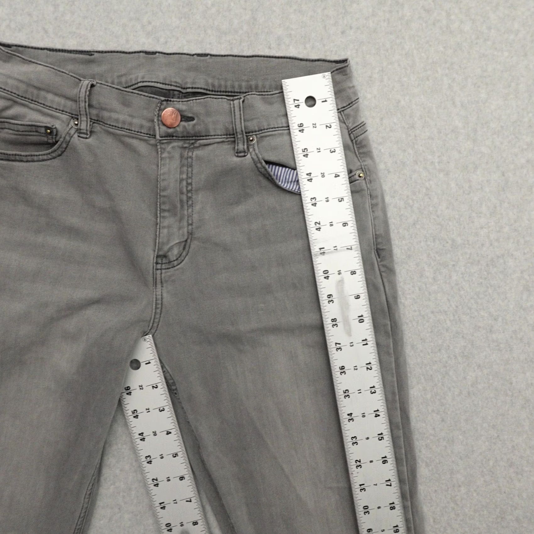Vintage MUGSY Jeans Mens 30 (30X29) Gray Taper Stretch Tapered Leg Shirt Size US 30 / EU 46 - 7 Thumbnail