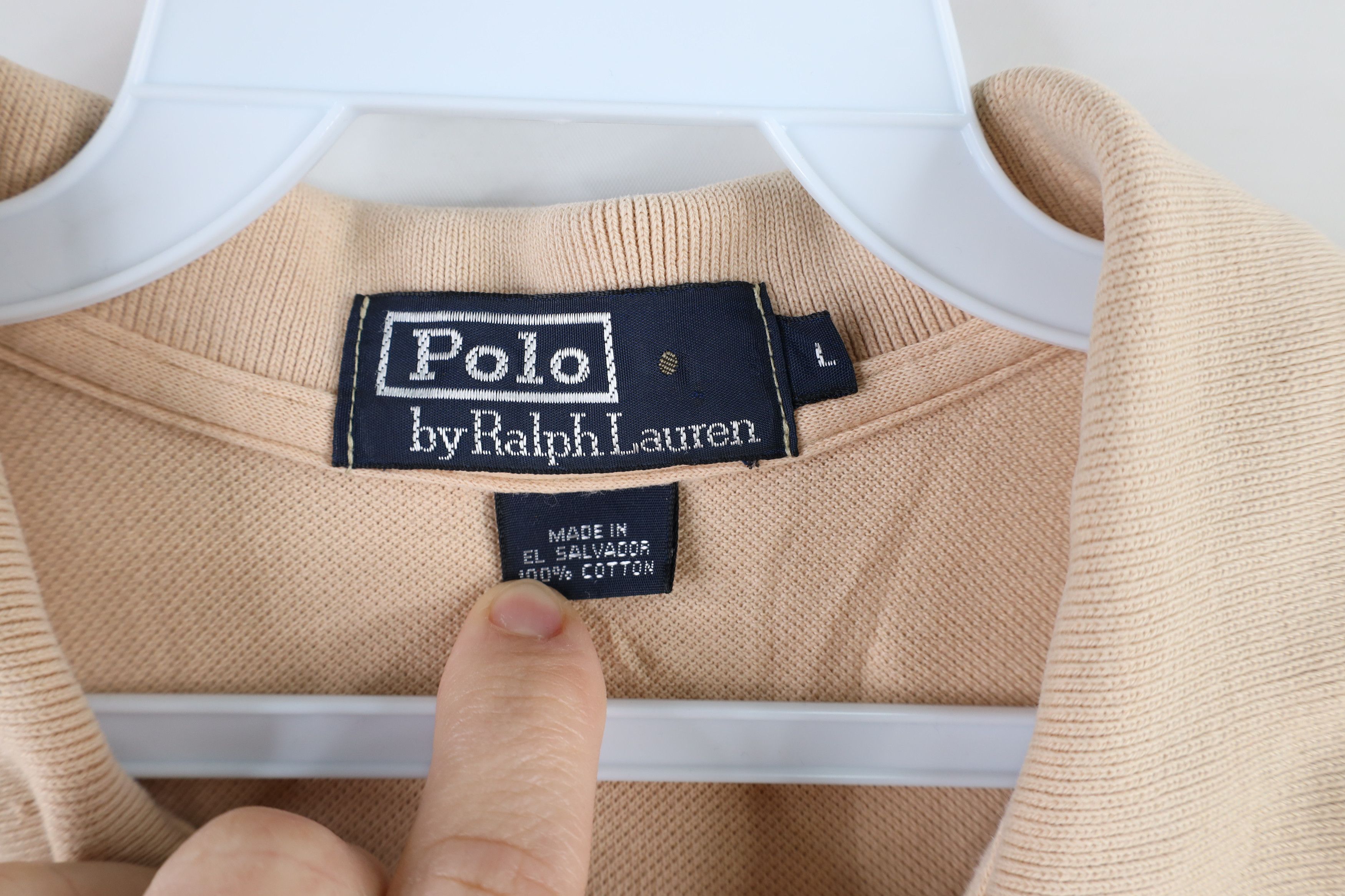 Ralph Lauren Vintage 90s Ralph Lauren Golf Polo Shirt Beige Cotton Size US L / EU 52-54 / 3 - 5 Thumbnail