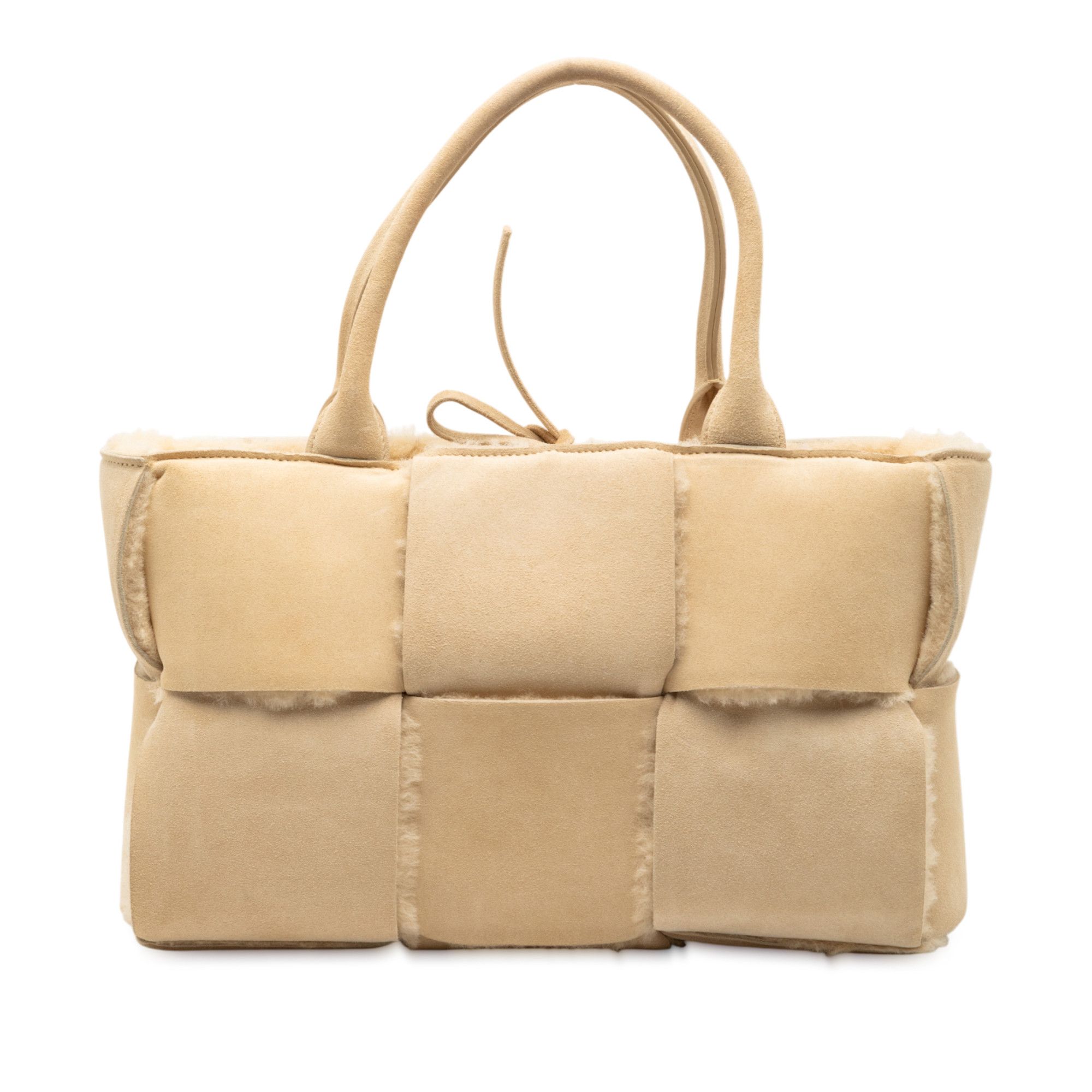 Bottega Veneta Bottega Veneta Small Suede and Shearling Maxi Intrecciato Arco Tote Size ONE SIZE - 1 Thumbnail