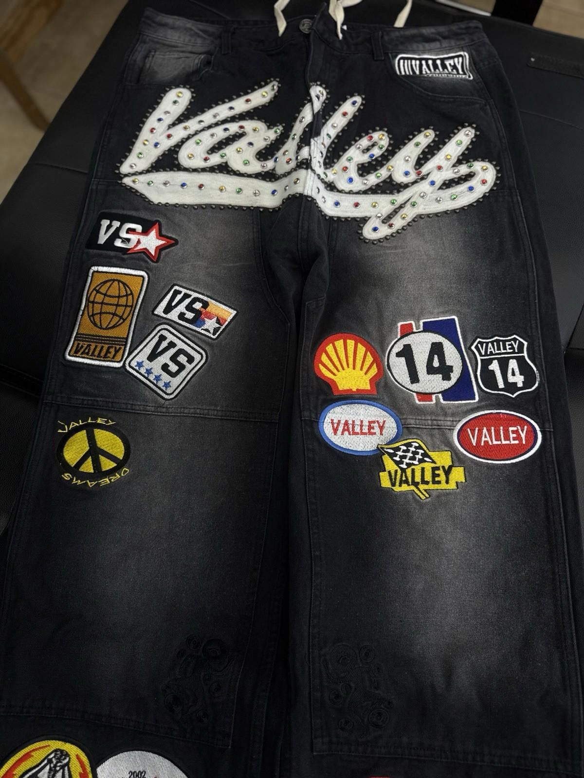 Vale Valley Baggy Patchwork Denim Black Jeans Size 32 (NEW) Size US 32 / EU 48 - 5 Thumbnail