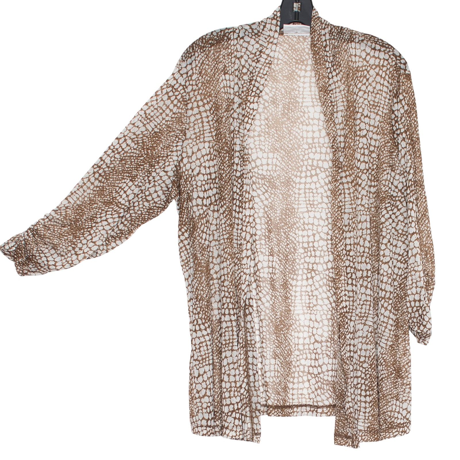 Other Susan Graver Sheer Cardigan Brown White Plus 2X Open Front Size XXL / US 16-18 / IT 52-54 - 2 Thumbnail