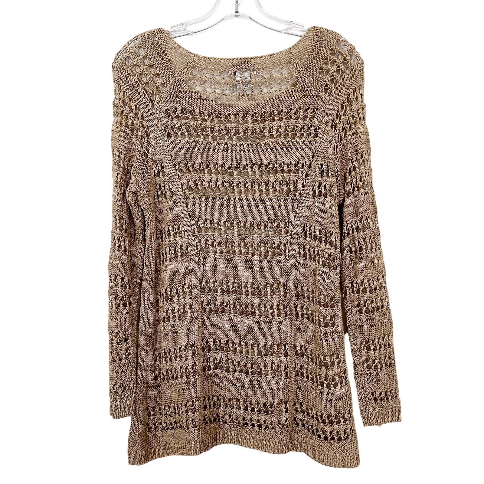 Soft Surroundings Soft Surroundings Gold Open Knit Long Sleeve Top Sz PS Size S / US 4 / IT 40 - 3 Thumbnail