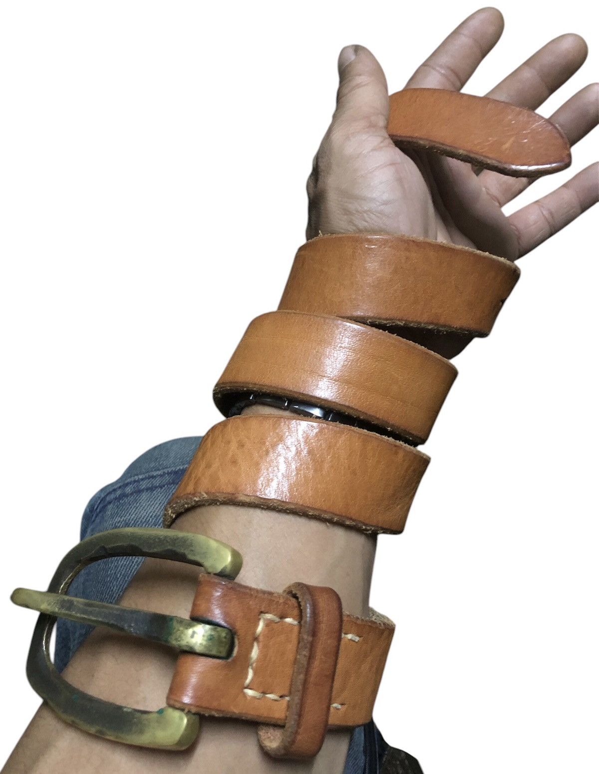 Kapital × Kapital Kountry Kapital Leather Belt Solid Brass Buckle Belt Size ONE SIZE - 7 Thumbnail
