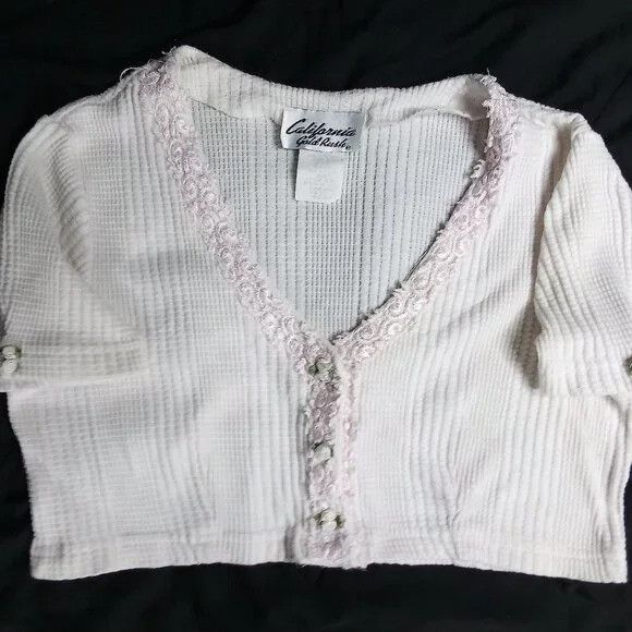 Other Vintage California Gold Rush Cropped Lace Trim Blouse Top Size M / US 6-8 / IT 42-44 - 1 Thumbnail