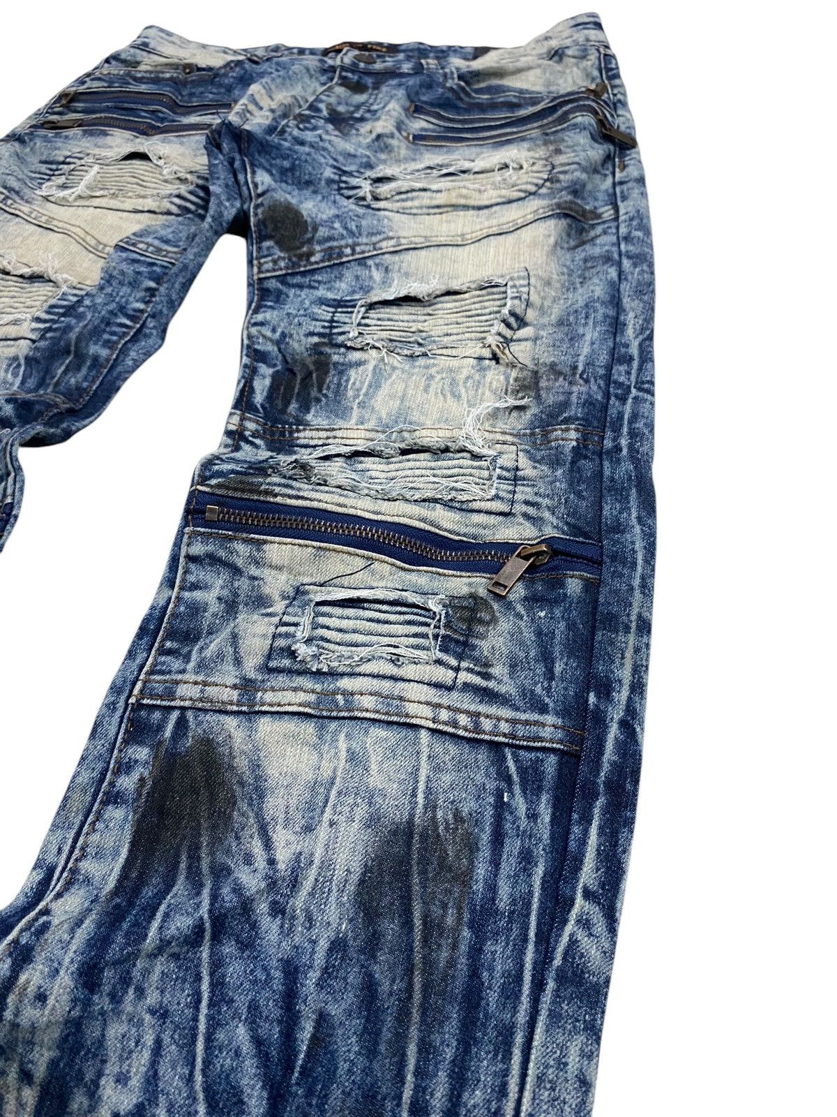 GOSTAR DE FUGA × Japanese Brand Ring of Fire Distressed Acid Washed Zipper Knee Honeycomb Size US 33 - 5 Thumbnail