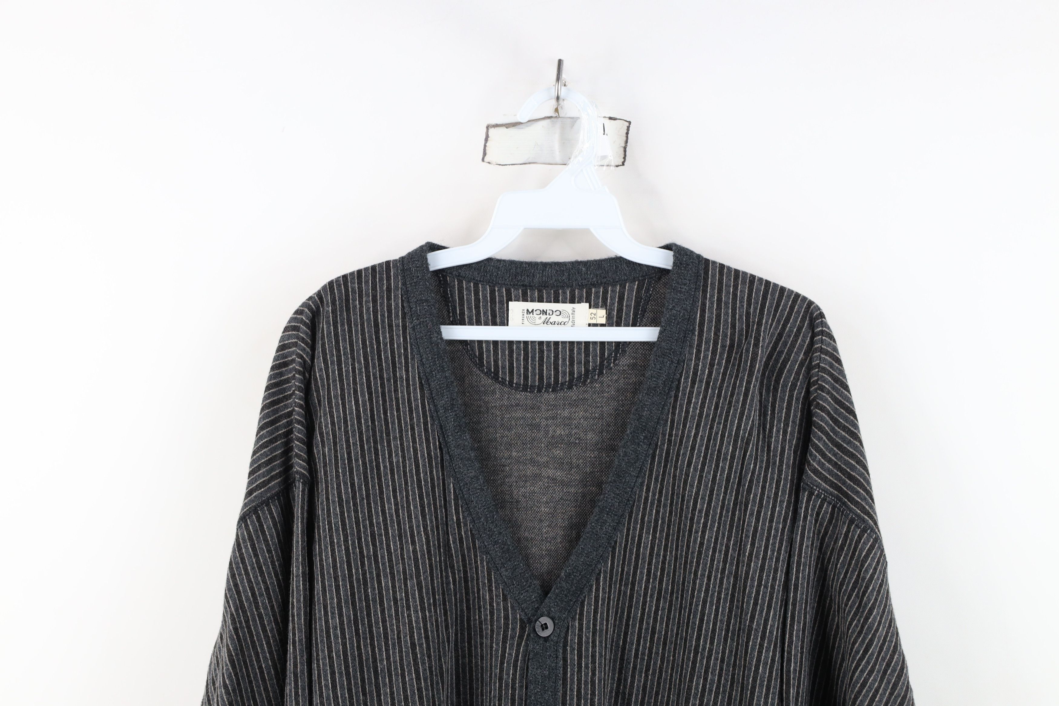 Vintage Vintage 90s Streetwear Striped Cotton Knit Cardigan Sweater Size US L / EU 52-54 / 3 - 2 Thumbnail