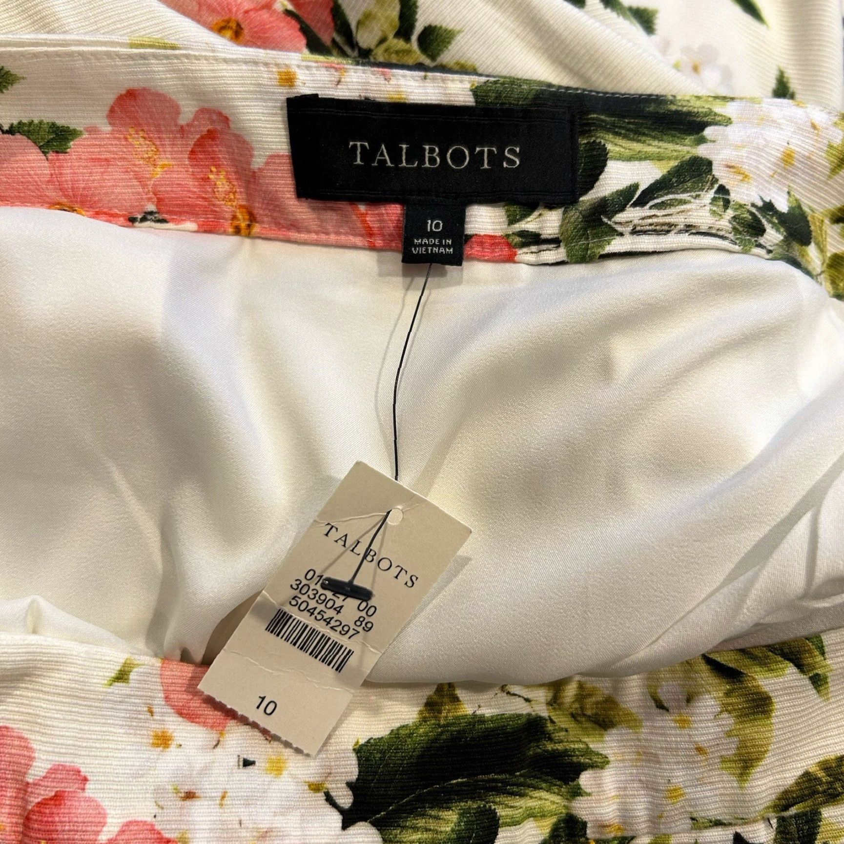 Talbots Talbots Floral Pleated A-Line Knee Length Skirt Size 10 Pink White Green Multicolor Linen? (note: no new info) Size 32" / US 10 / IT 46 - 5 Thumbnail