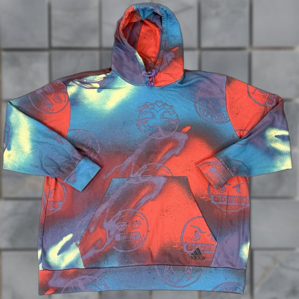 Adidas Adidas Sweatshirt Mens XXL Blue Mood French Terry Pullover Hoodie Emoji Casual Sweatshirt Size US XXL / EU 58 / 5 - 1 Thumbnail