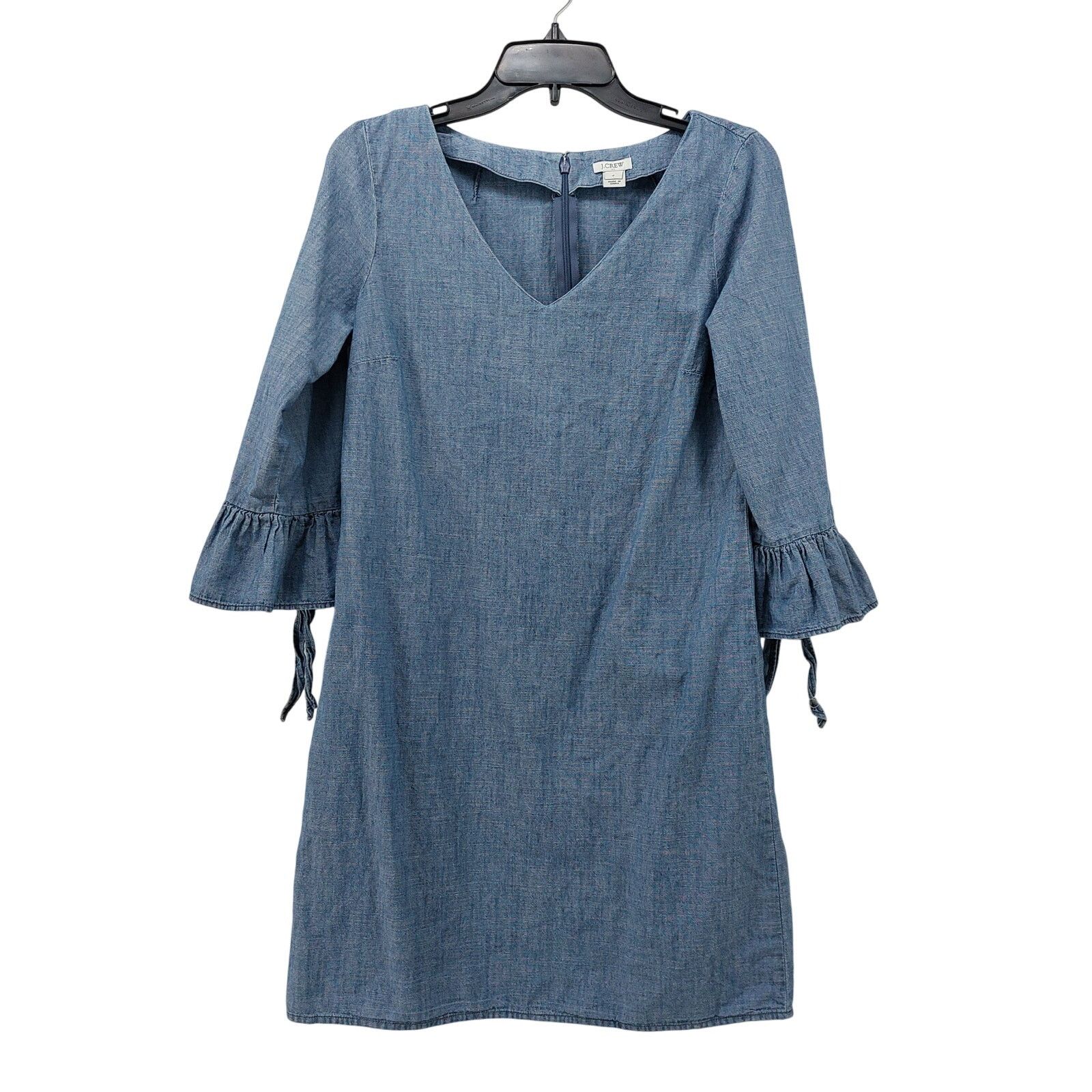 J.Crew J Crew Blue Denim Dress Size 2 Bell Sleeves V-Neck Spring Size XS / US 0-2 / IT 36-38 - 1 Thumbnail