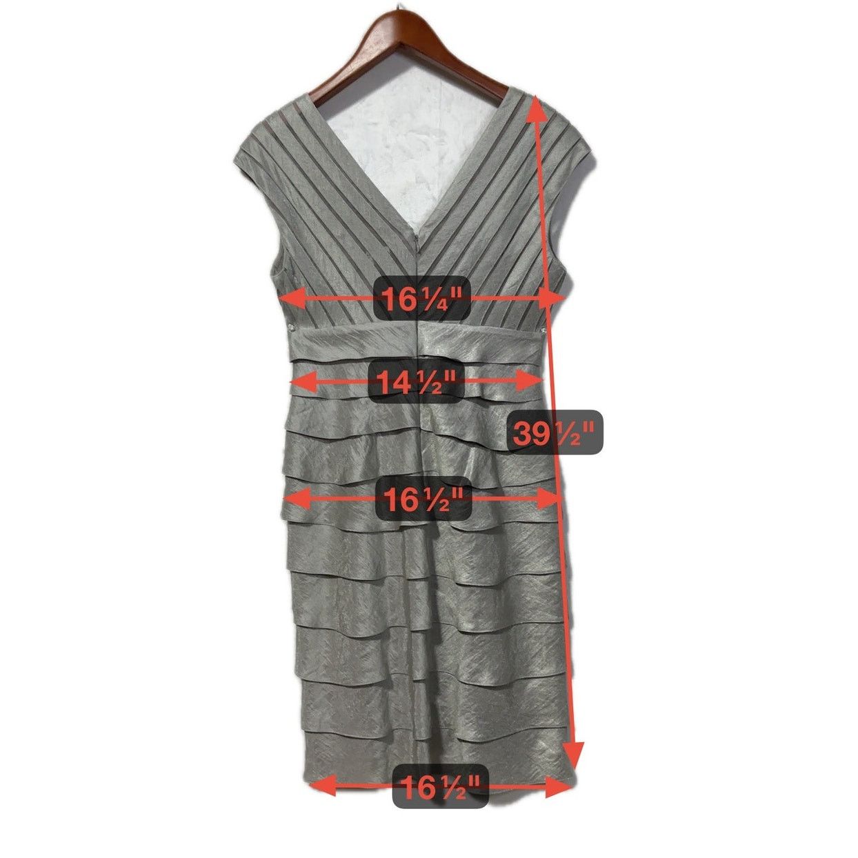 Adrianna Papell ADRIANNA PAPELL Silver Shimmer Charmeuse Sheath Dress | Sz 8 Size M / US 6-8 / IT 42-44 - 4 Thumbnail