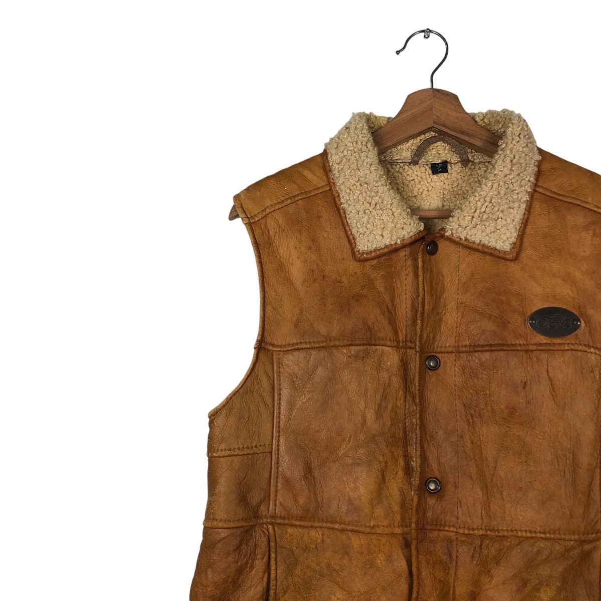 📌Vintage Tank Top Leather Shearling Aotea New Zealand