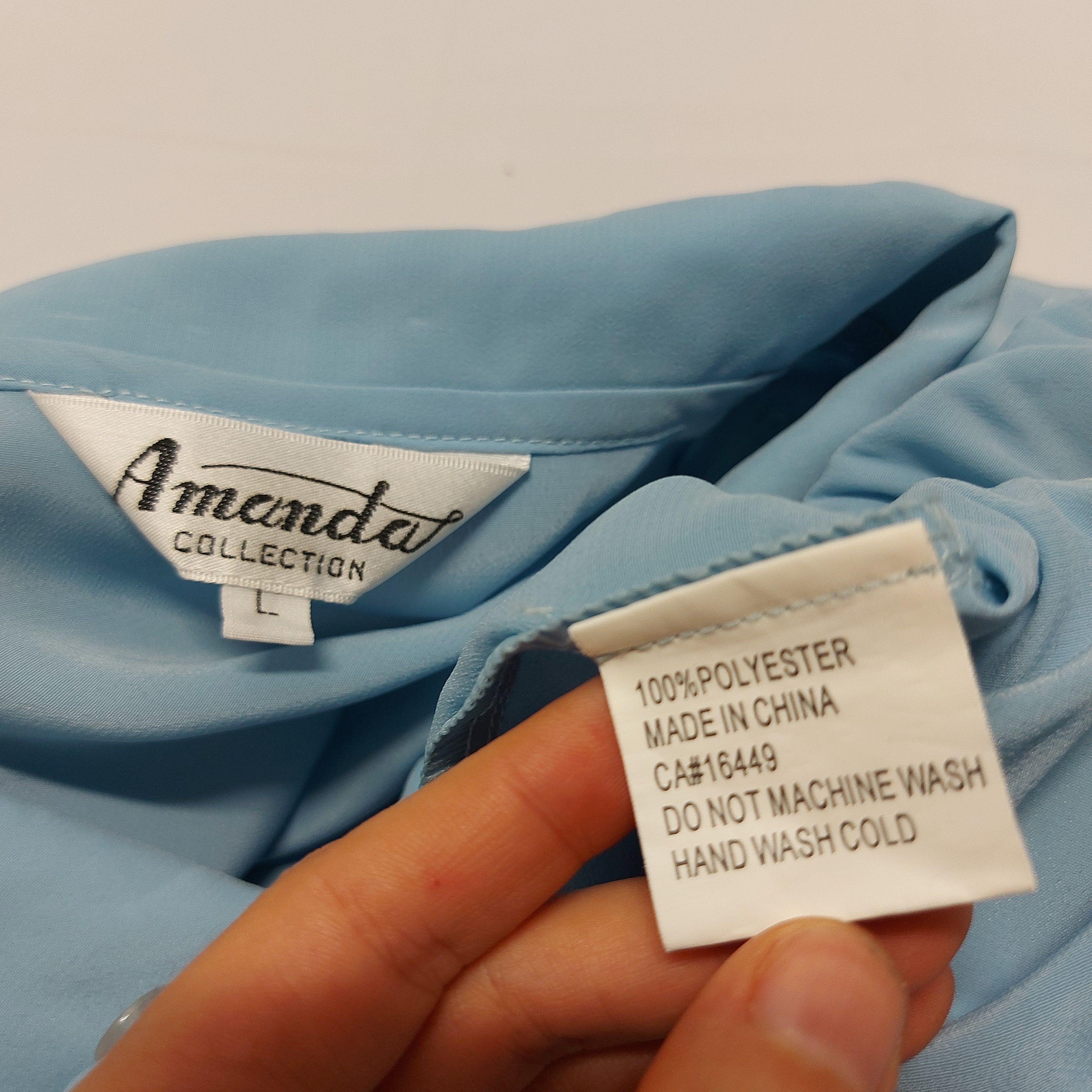 Vintage Vintage Blue Blouse Classic L Collard Long Sleeve Buttoned Size L / US 10 / IT 46 - 10 Thumbnail