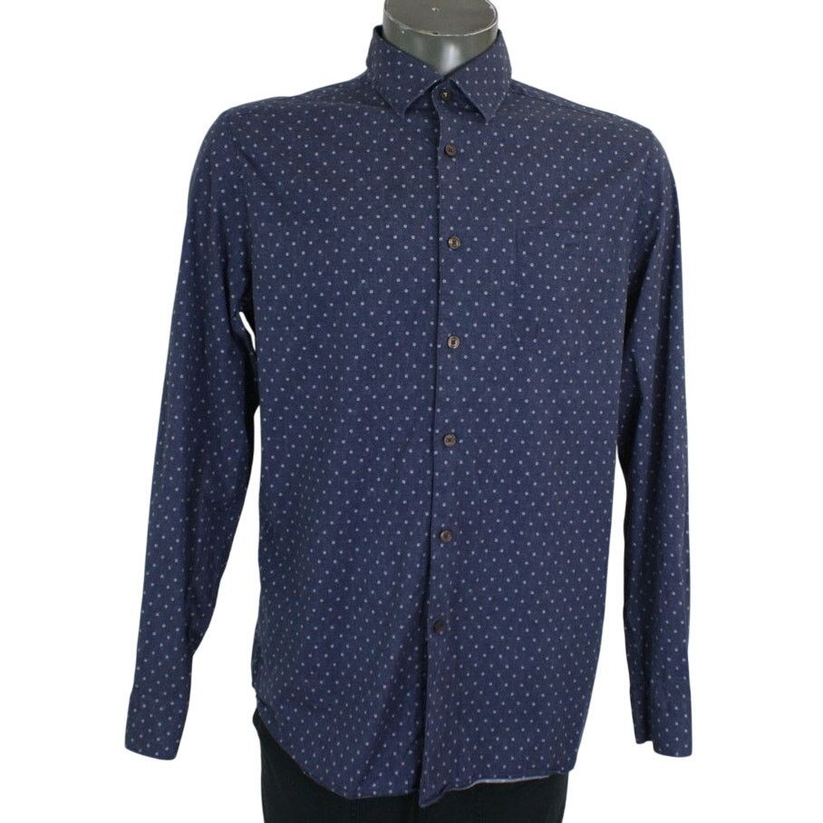 Ted Baker Ted Baker London Button Up Shirt Large Navy Birdseye Pattern Size US L / EU 52-54 / 3 - 1 Thumbnail