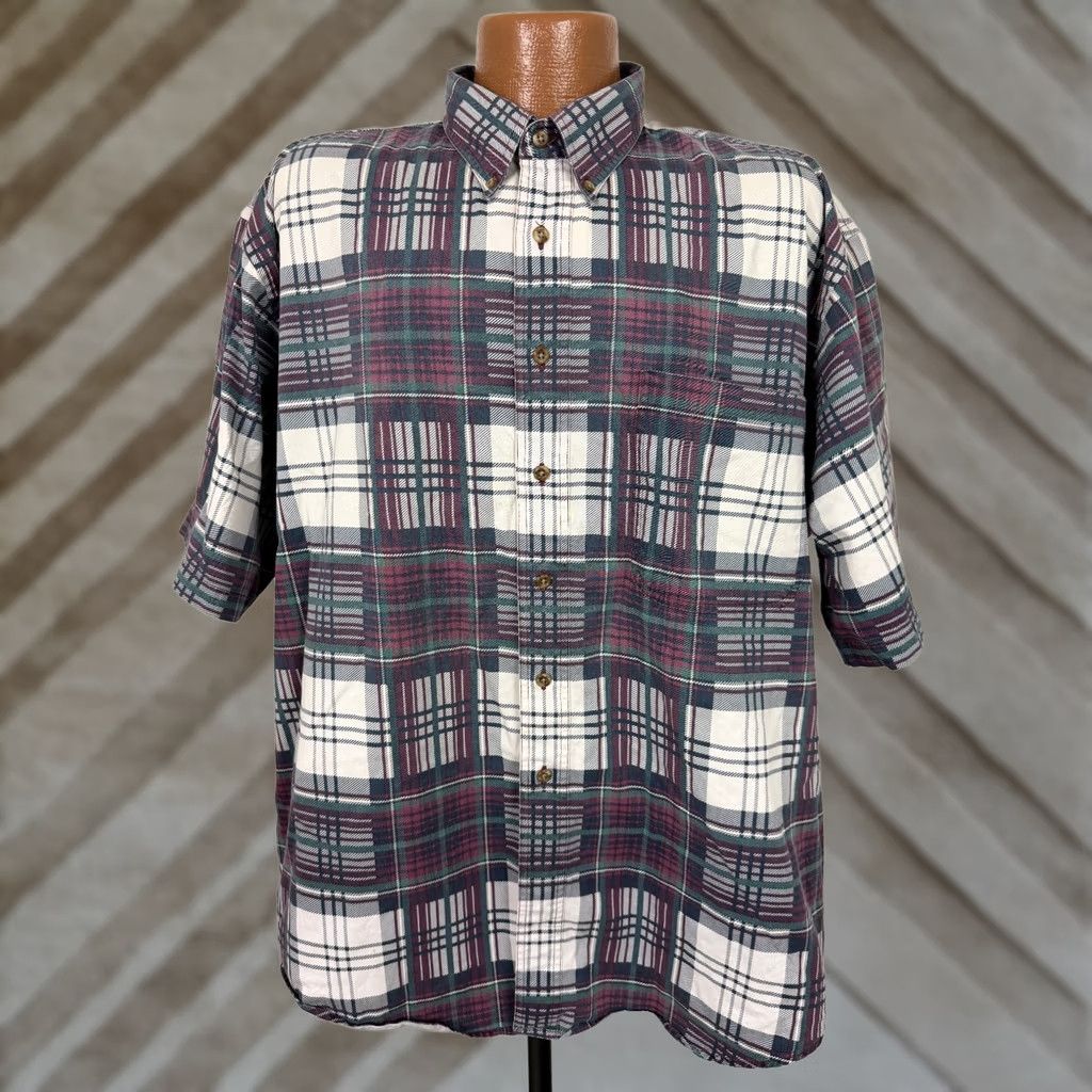 Roundtree & Yorke VINTAGE 90s Roundtree & Yorke Button Up Shirt Men XL Plaid Outdoors Midweight Cotton Size US XL / EU 56 / 4 - 1 Thumbnail