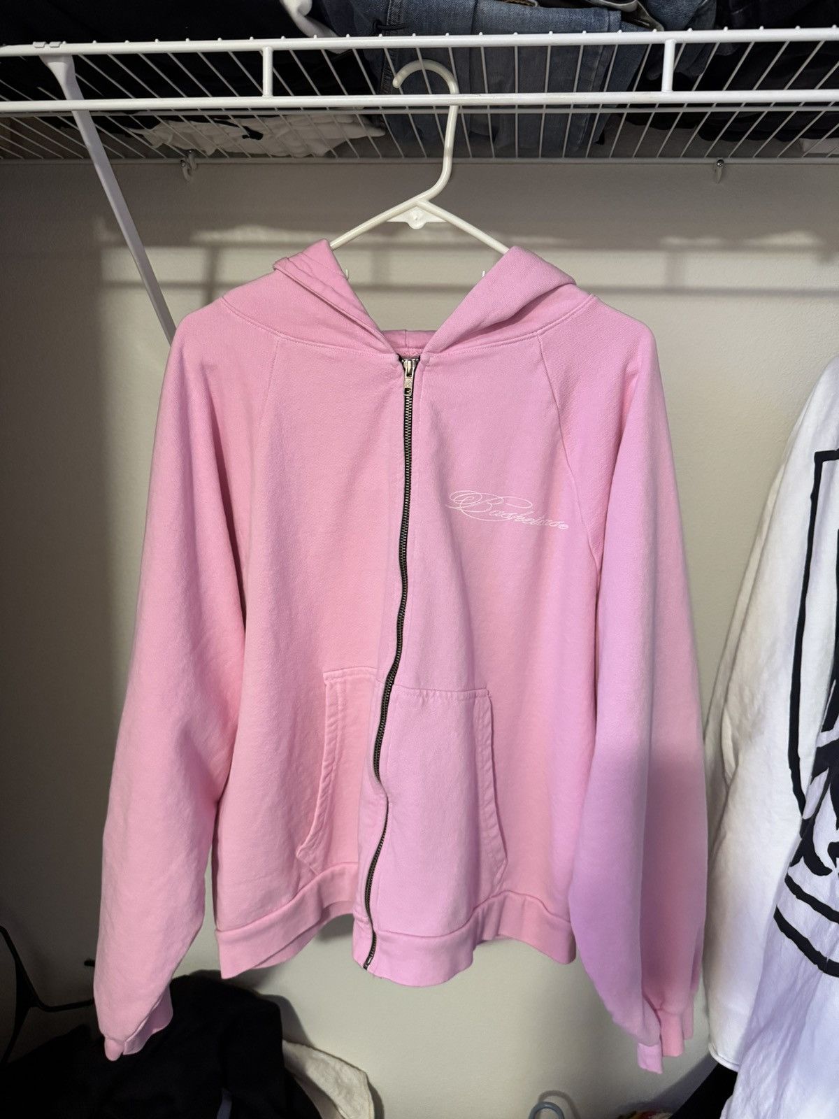 basketcase gallery Basketcase CHANDELIER pink zip-up hoodie | Grailed