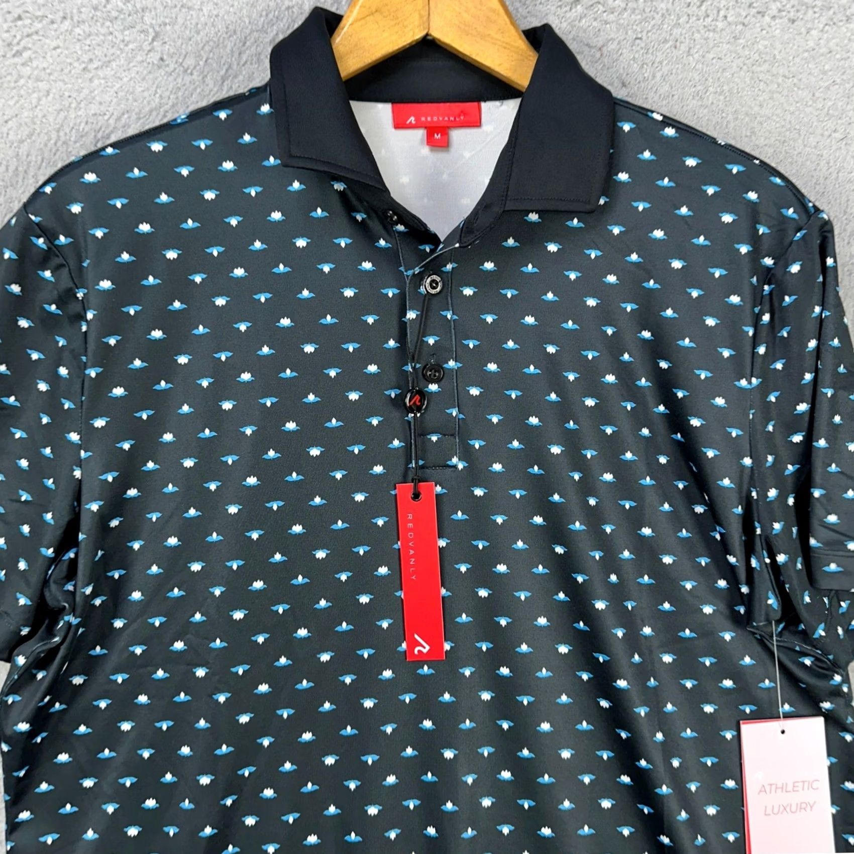 Vintage Redvanly Mens Polo Shirt M Black Blue Geometric Golf Rugby Performance NEW Polo Short Sleeve Shirt Mens Size US M / EU 48-50 / 2 - 2 Thumbnail