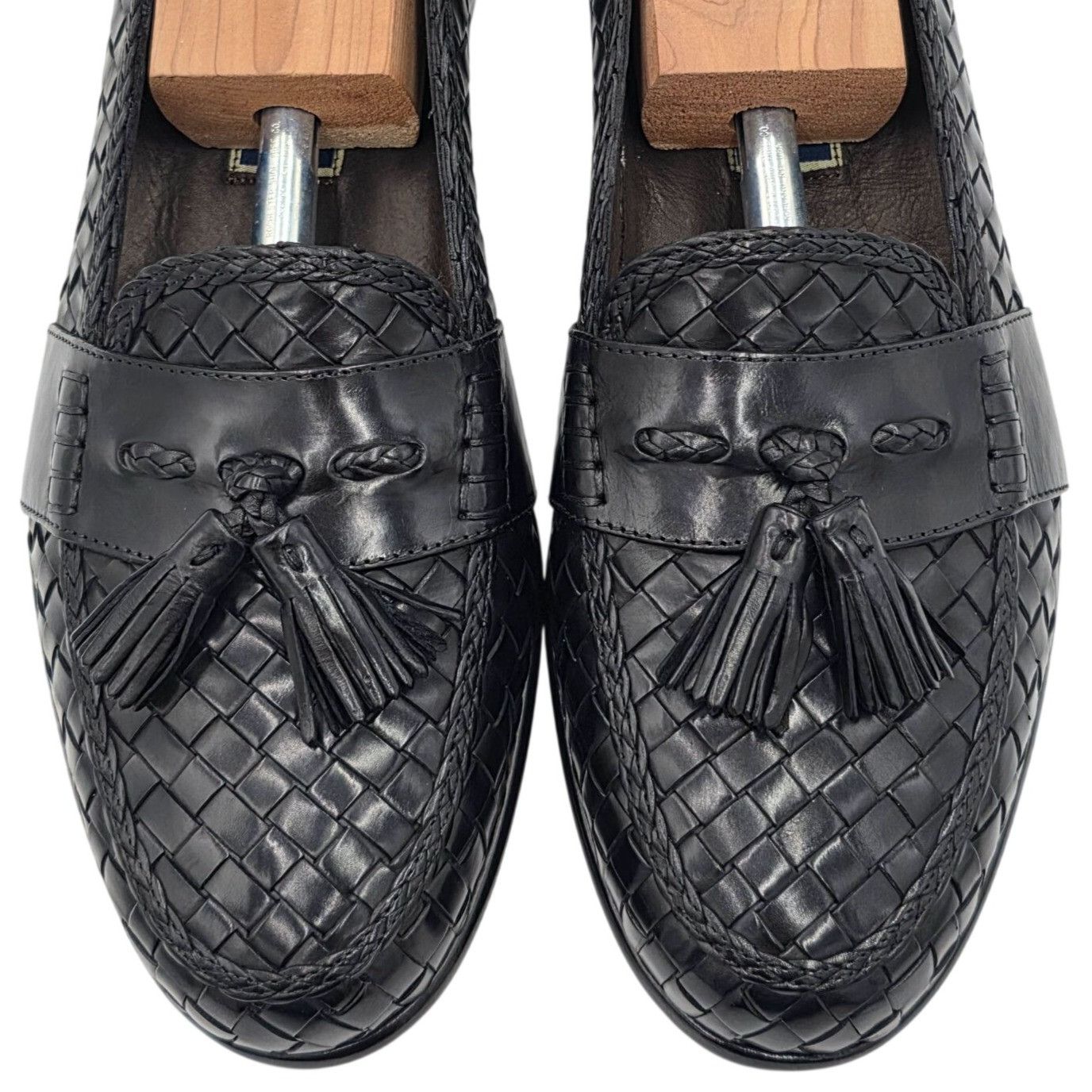 Bragano NEW Vintage Bragano Italy Black Woven Leather Tassel Loafer Size US 10 / EU 43 - 3 Thumbnail
