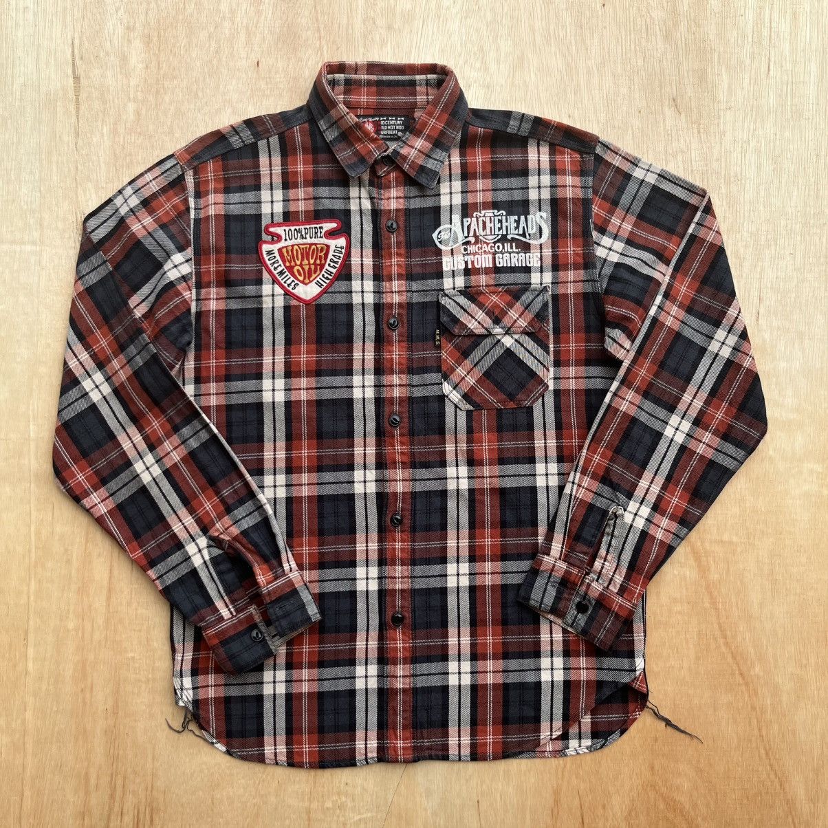 The Real McCoy's MIDCENTURY WILD HOT ROD SURFBEAT APACHE HEADS FLANNEL VTG Size US L / EU 52-54 / 3 - 7 Thumbnail
