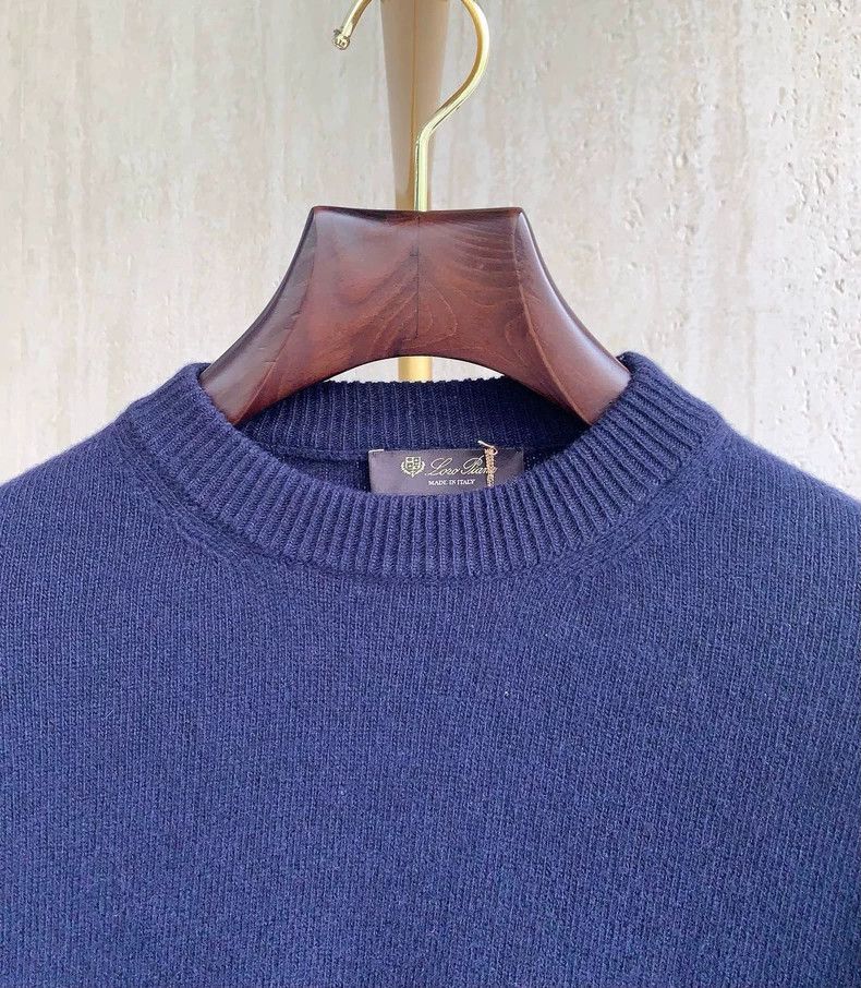 Loro Piana LORO PIANA Deep blue cashmere sweater with round neck Size US L / EU 52-54 / 3 - 3 Thumbnail