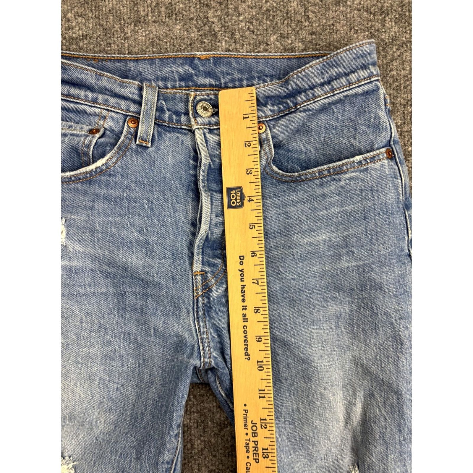 Levi's Levis 501 Straight Jeans Womens W26 L26 Light Wash Blue High Rise Distressed Size 26" / US 2 / IT 38 - 4 Thumbnail