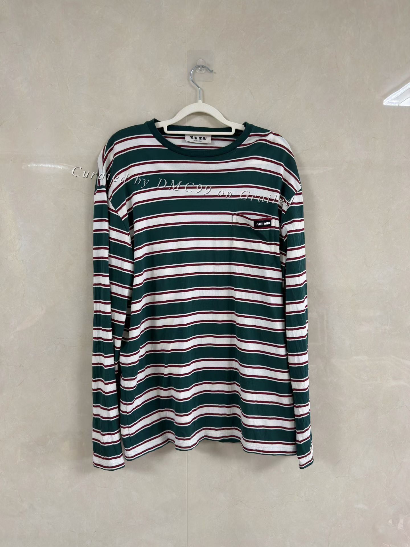 Miu Miu Miu Miu White Green Stripe Logo Long Sleeve Size XS / US 0-2 / IT 36-38 - 1 Thumbnail