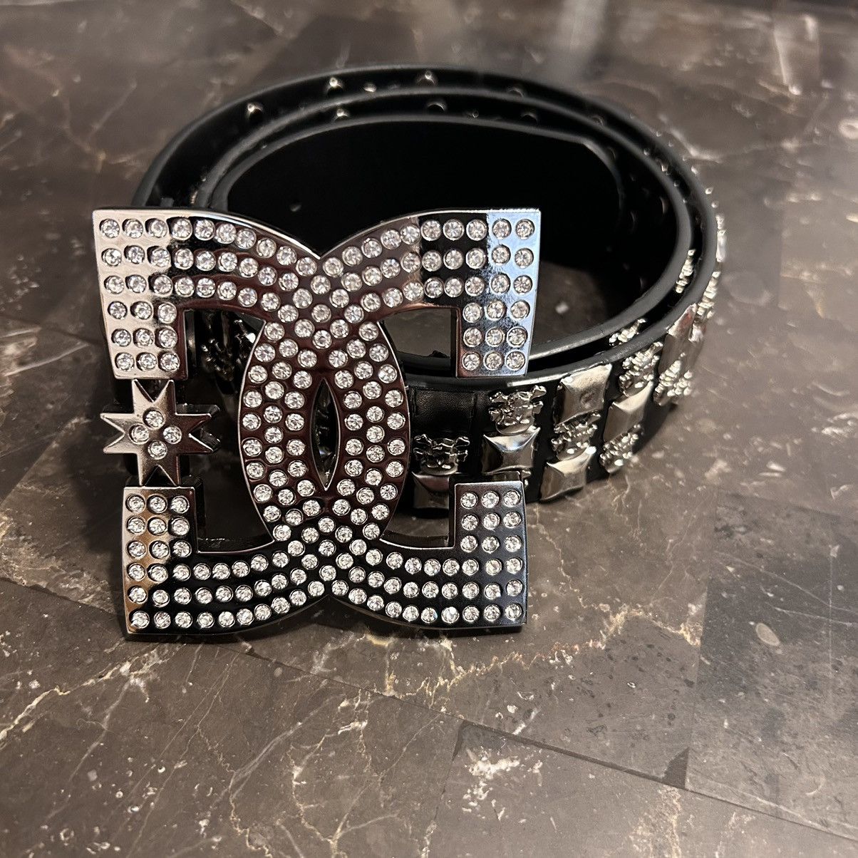 【DC Shoes】rhinestone studs buckle belt DC Rare vintage DC Rhinestone belt buckle | Grailed
