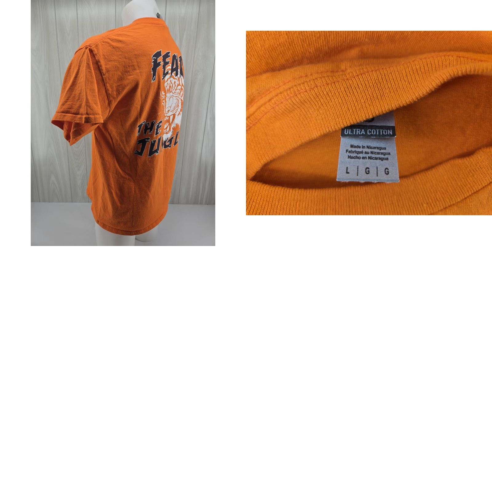 Gildan VINTAGE Full Moon Bar-B-Que Auburn Tigers Mens Large Orange Shirt Mens L Orange Moon Tigers Gildan Crew Neck Short Sleeve Cotton Blend Logo 90s Theme Size US L / EU 52-54 / 3 - 9 Thumbnail