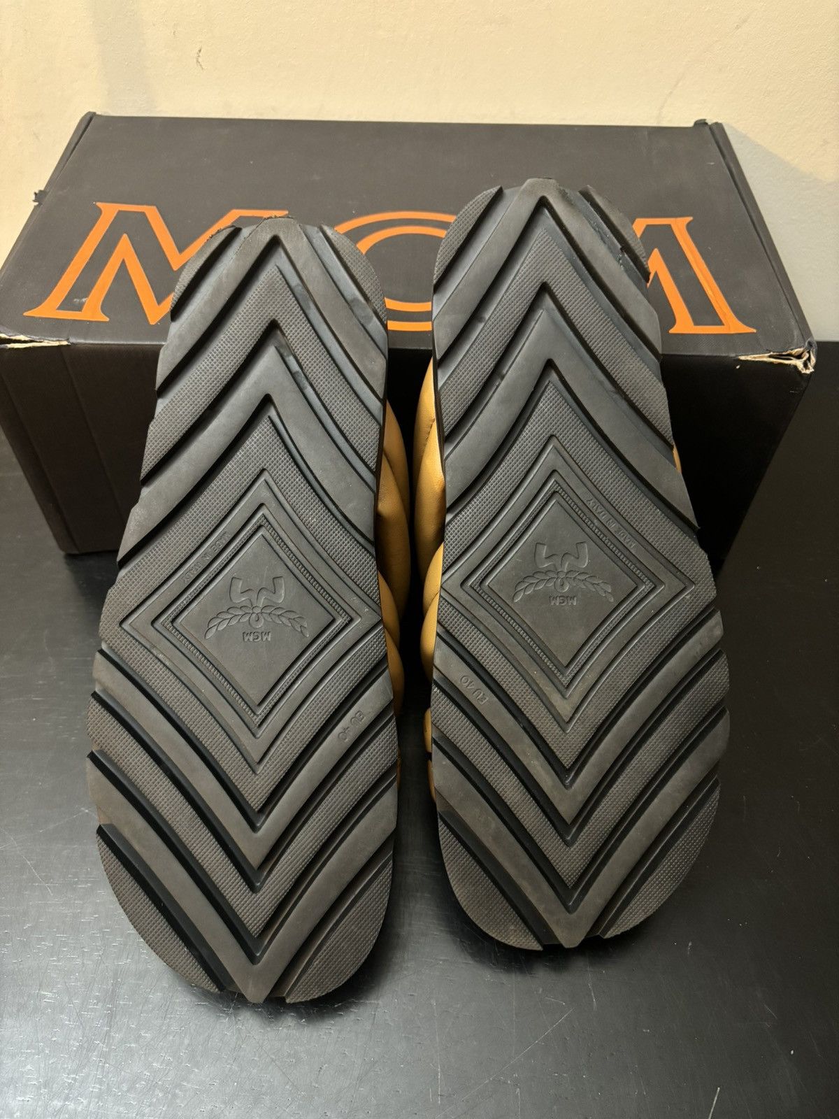 MCM MCM Monogram Cross Leather Sandals Cognac Brown Size US 7 / EU 40 - 6 Thumbnail