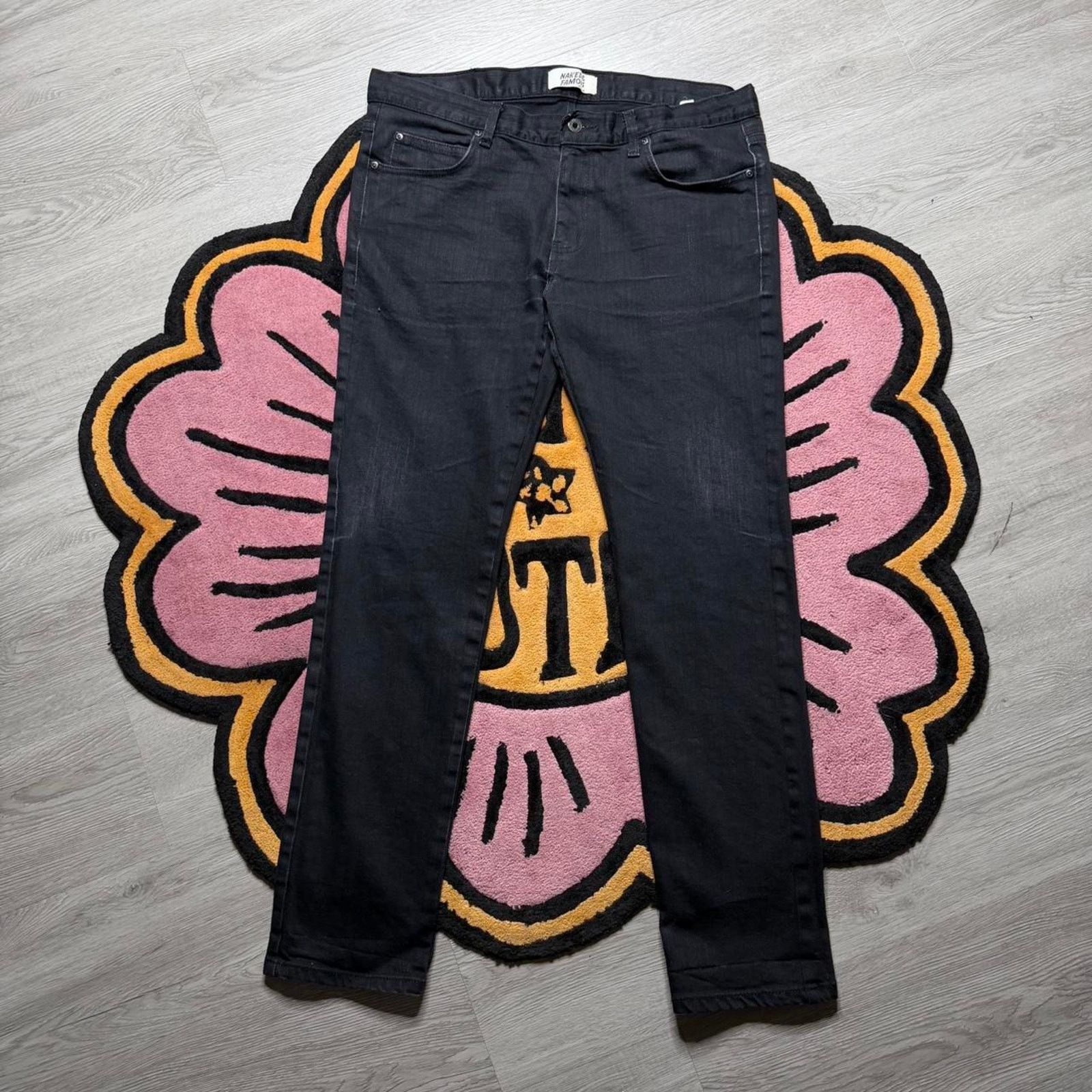 Naked & Famous Super Guy Slim Skinny Denim Jeans Sz 38 Black