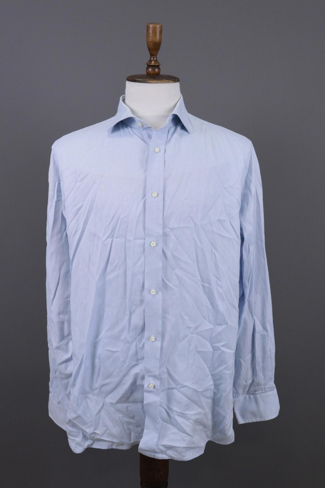 Designer Boggi Milano Blue Luxury Button Down Shirt Size 45 / 18 Size US M / EU 48-50 / 2 - 1 Thumbnail