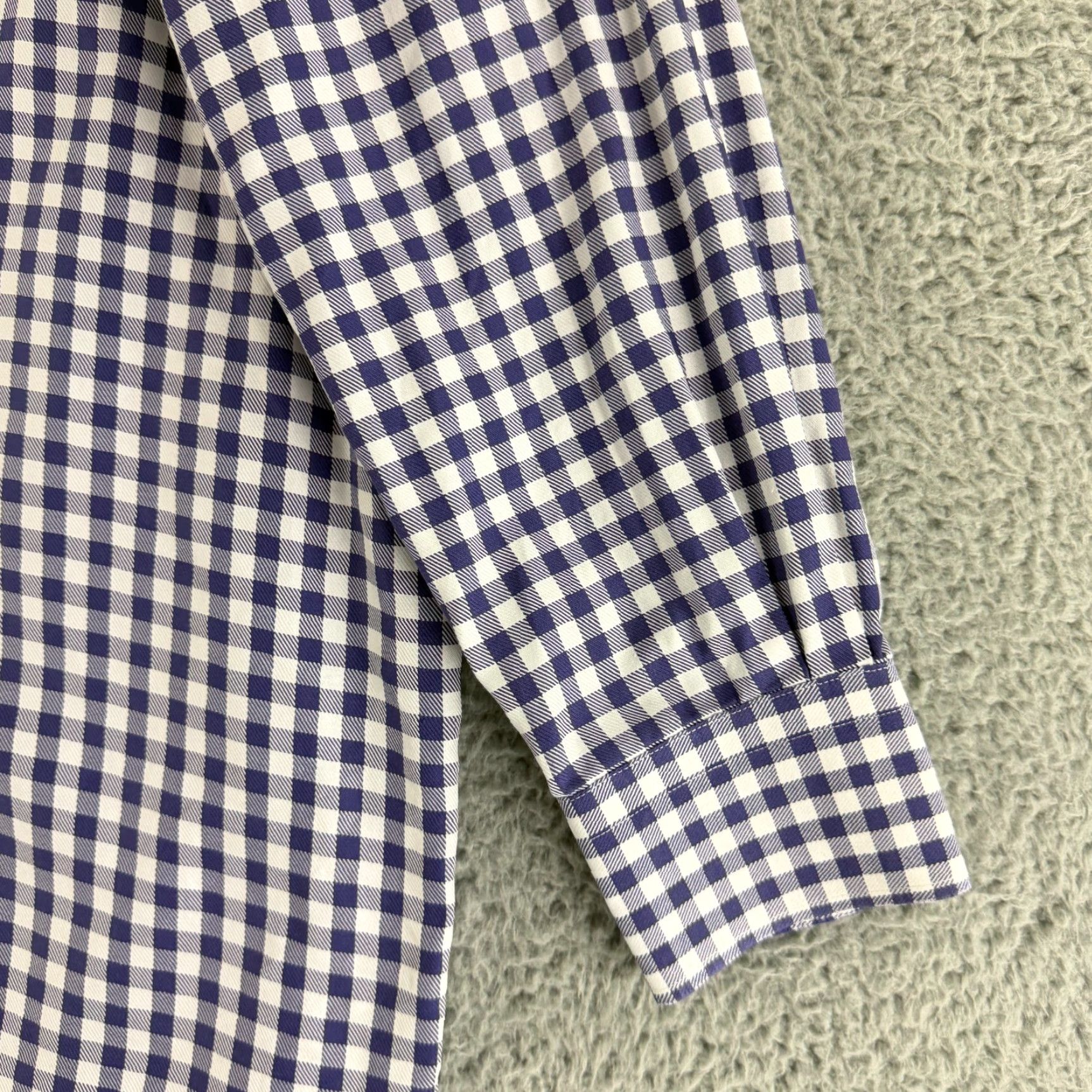 Peter Millar Peter Millar Button-Up Shirt Mens 2XL Blue Check Print Long Sleeve Cotton Size US XXL / EU 58 / 5 - 3 Thumbnail