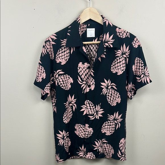 Sandro SANDRO Pineapple-print Relaxed-fit Crepe Shirt In Black xs Size US XS / EU 42 / 0 - 5 Thumbnail