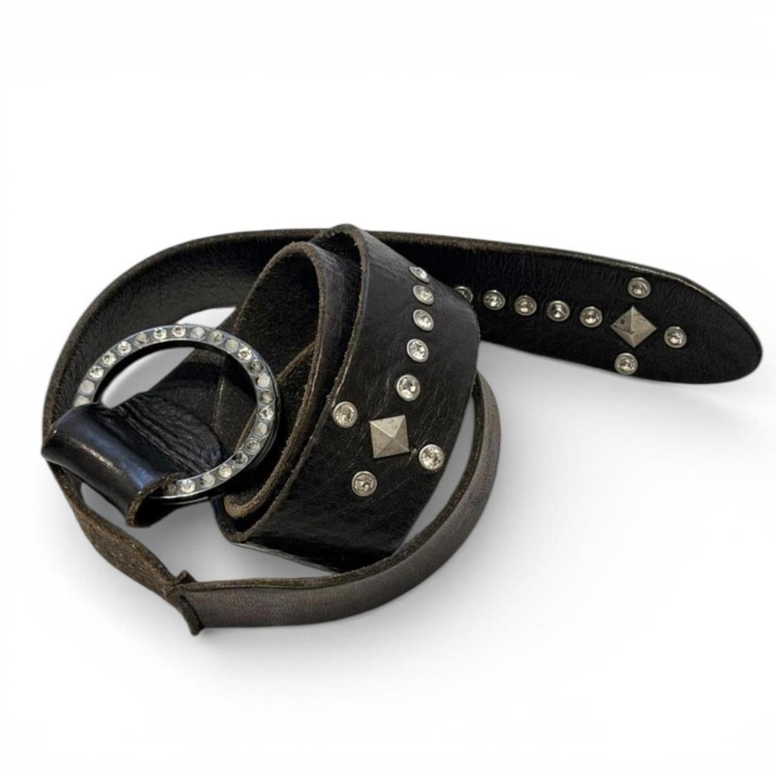 Other Genuine leather 2000s y2k rhinestone biker style belt Size ONE SIZE - 1 Thumbnail