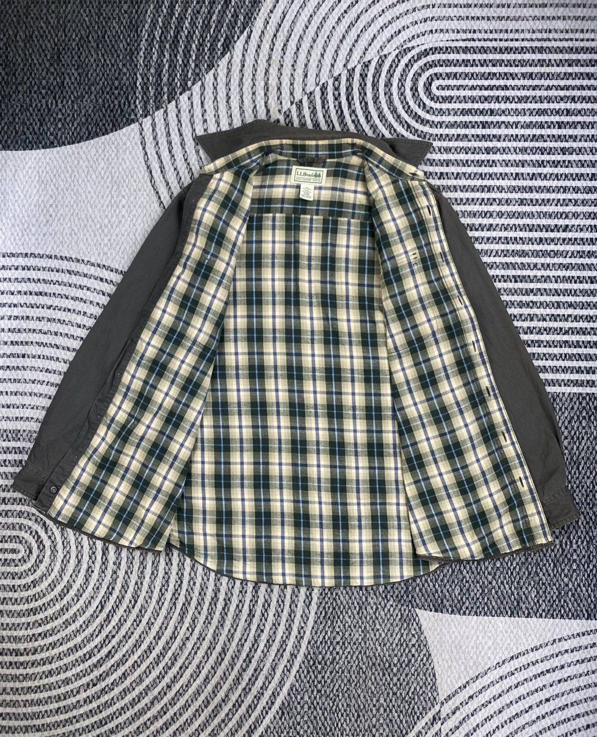 L.L. Bean Vtg L.L.Bean Grey Colour Plaid Lining Flannel Size US L / EU 52-54 / 3 - 5 Thumbnail