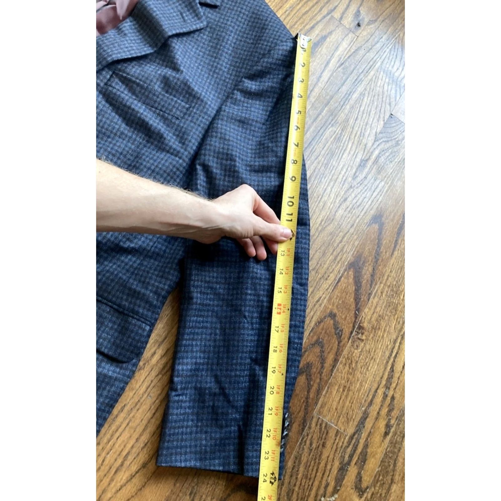 Loro Piana Jack Victor Loro Piana Blazer Mens Single-Breasted Navy Blue Wool 120s Size 46R Checkered Jacket Blazer Mens Size 46R - 3 Thumbnail