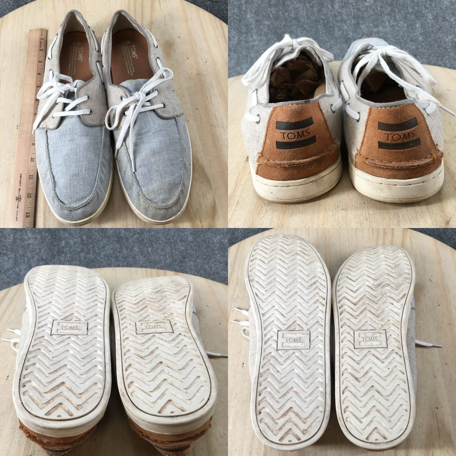 Toms TOMS Mens 13 Boat Gray Canvas Lace Up Casual Comfort Boat Shoe Flats 141215 Size US L / EU 52-54 / 3 - 8 Thumbnail