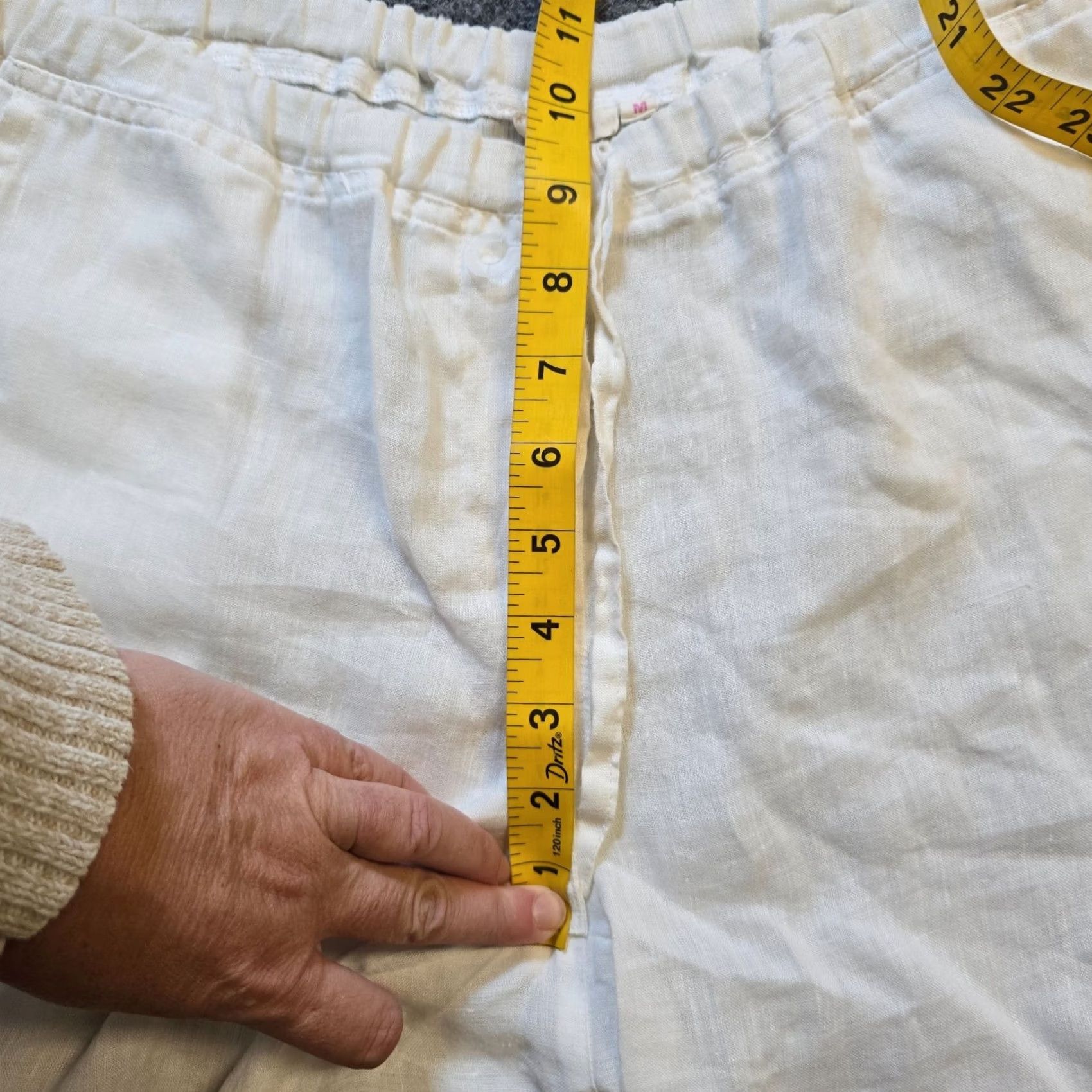 Vintage Dolma Pants Womens Medium White Linen Tapered Pull On Beachy Casual Capsule Size 32" / US 10 / IT 46 - 6 Thumbnail