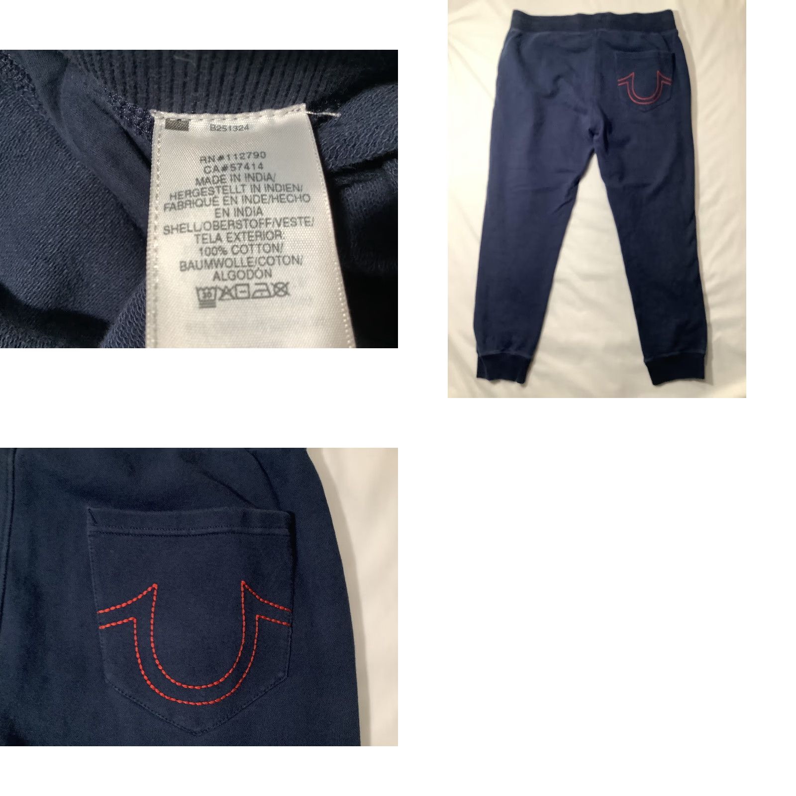 True Religion True Religion Pants Mens 2XL Blue Jogger Sweatpants Tapered Cuffs Logo Cotton Size US 39 - 8 Thumbnail