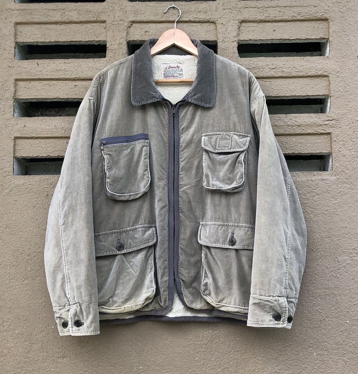 Vintage VTG Faded Multi Cargo Pocket Suede Lined Sherpa SafariJacket Size US L / EU 52-54 / 3 - 6 Thumbnail