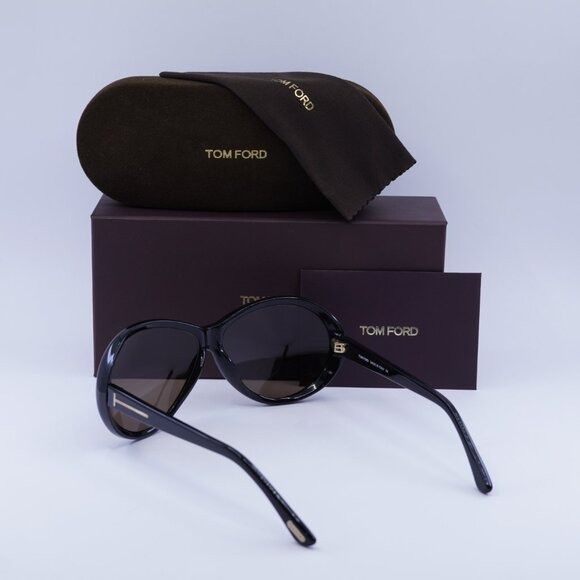 Tom Ford Tom Ford Geraldine TF0202 01J Sunglasses Black Oval Frame Size ONE SIZE - 8 Thumbnail