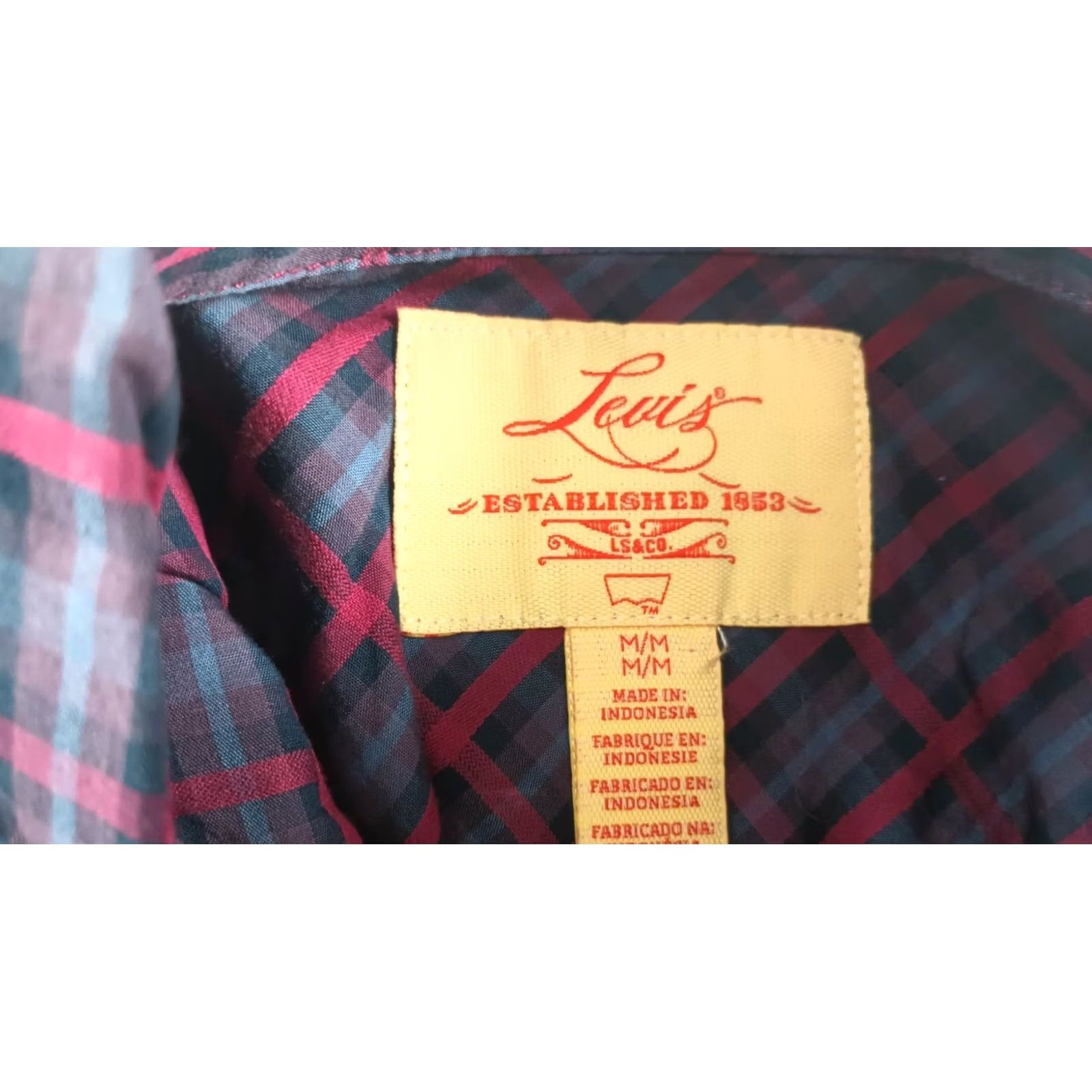 Levi's VINTAGE Levi's Mens Snap Button Up Shirt Plaid Red Size M L/S Black Label Pocket Shirt Mens Red Plaid Levi's Black Label Cowboy Vintage Shirt Size US M / EU 48-50 / 2 - 2 Thumbnail