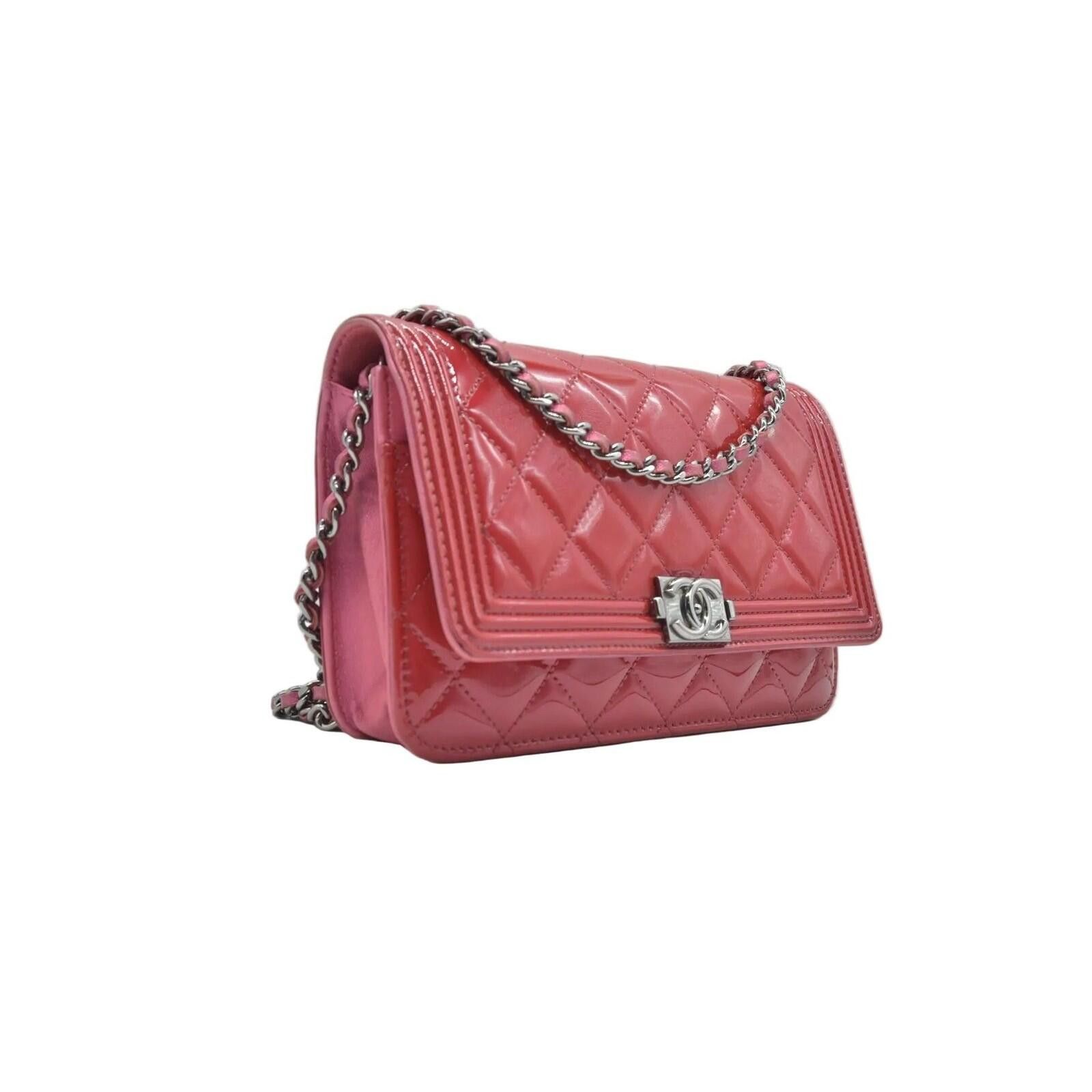 Chanel $3350 Chanel Patent Calfskin Quilted Boy Wallet On Chain WOC Size ONE SIZE - 10 Thumbnail