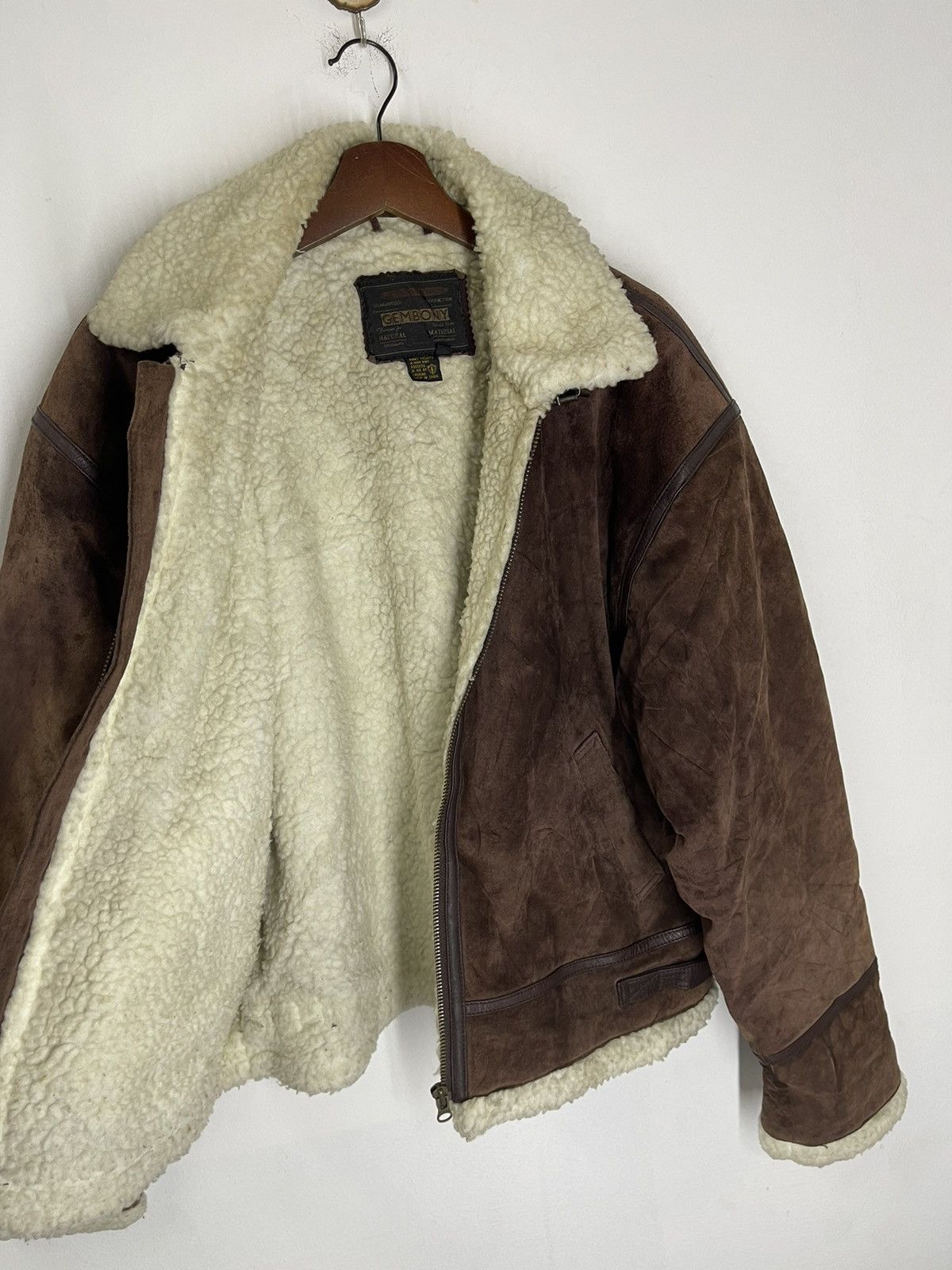 Genuine Leather AUTUMN WINTER VINTAGE SUEDE B3 LEATHER SHERPA INSIDE Size US M / EU 48-50 / 2 - 6 Thumbnail