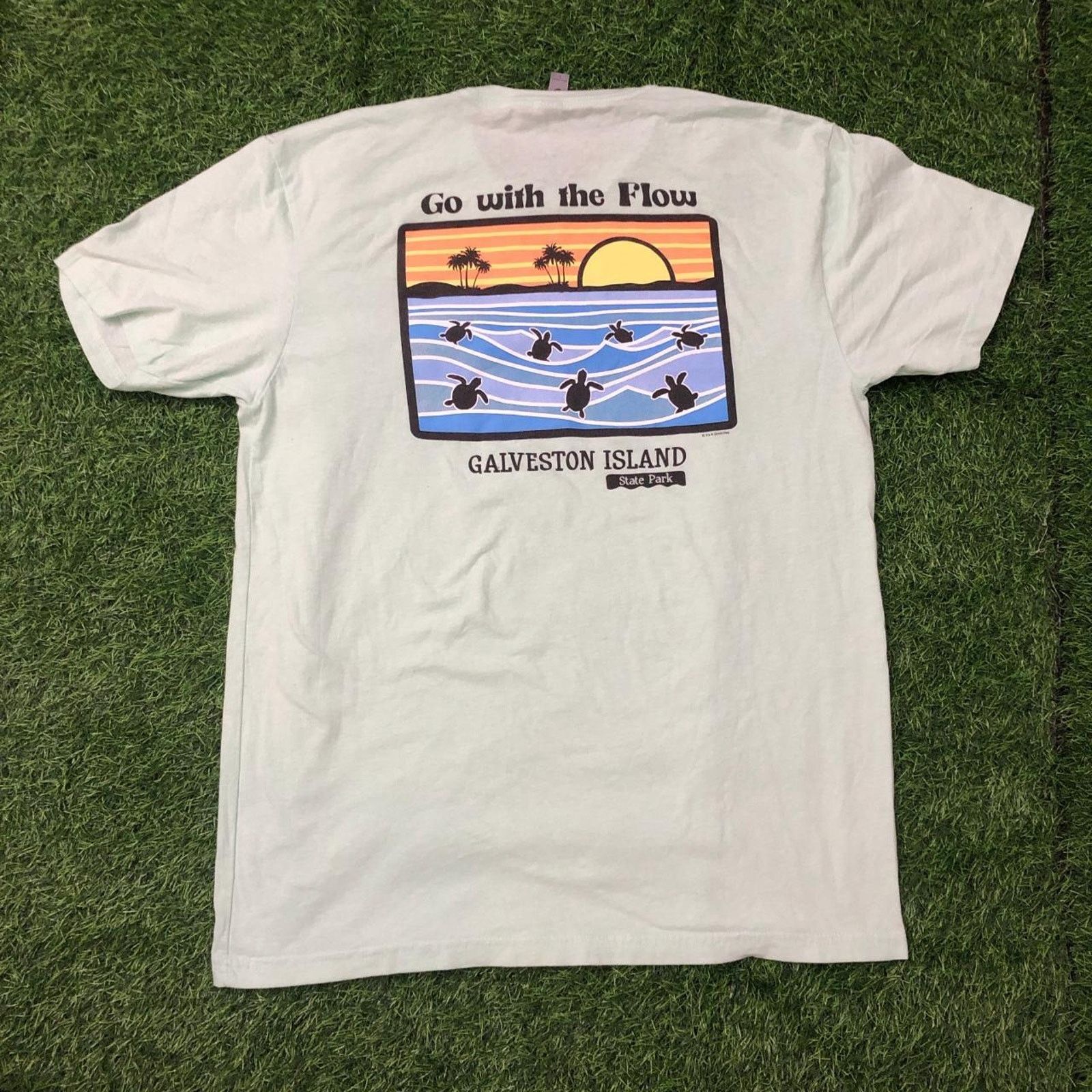 Next Level Mint Green Galveston Island ‘Go With The Flow’ Graphic Tee Size US L / EU 52-54 / 3 - 2 Thumbnail